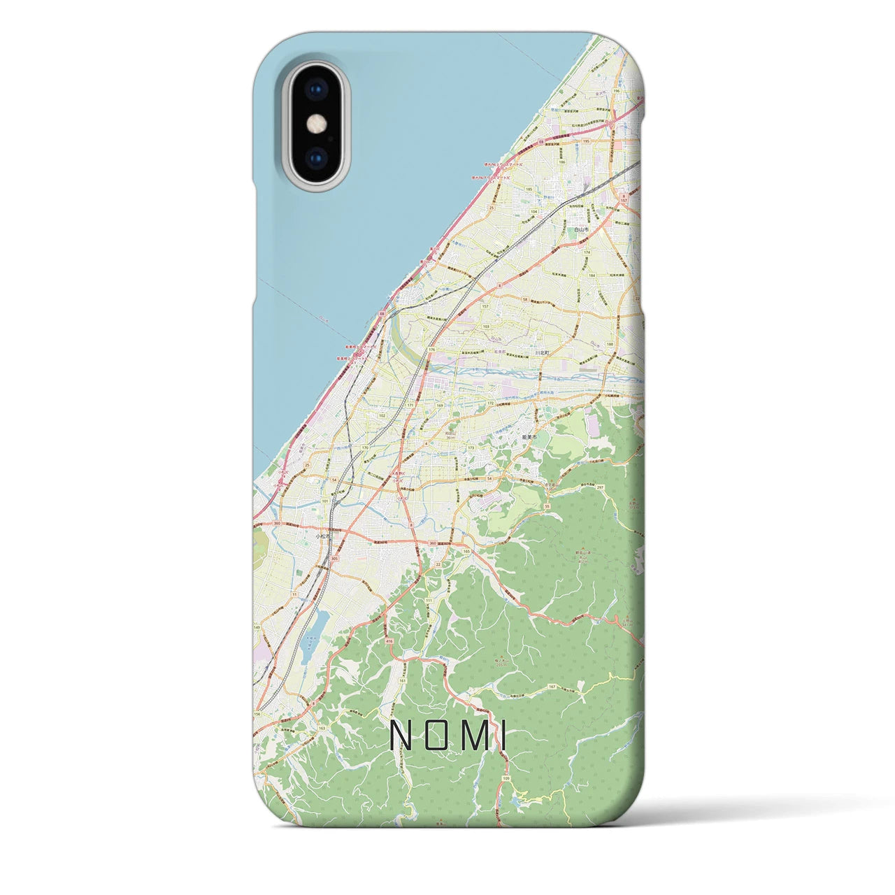 【能美(石川県)】地図柄iPhoneケース(バックカバータイプ)
