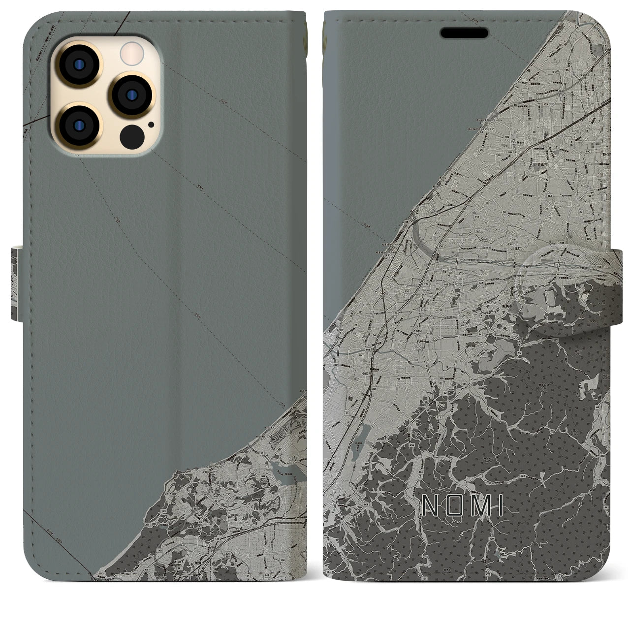 【能美(石川県)】地図柄iPhoneケース(手帳タイプ)