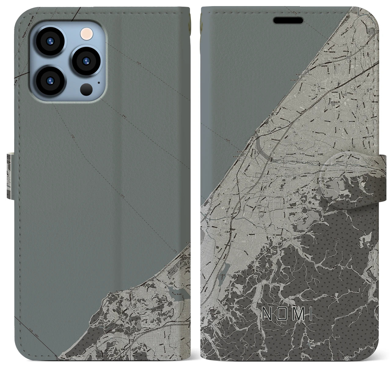 【能美(石川県)】地図柄iPhoneケース(手帳タイプ)