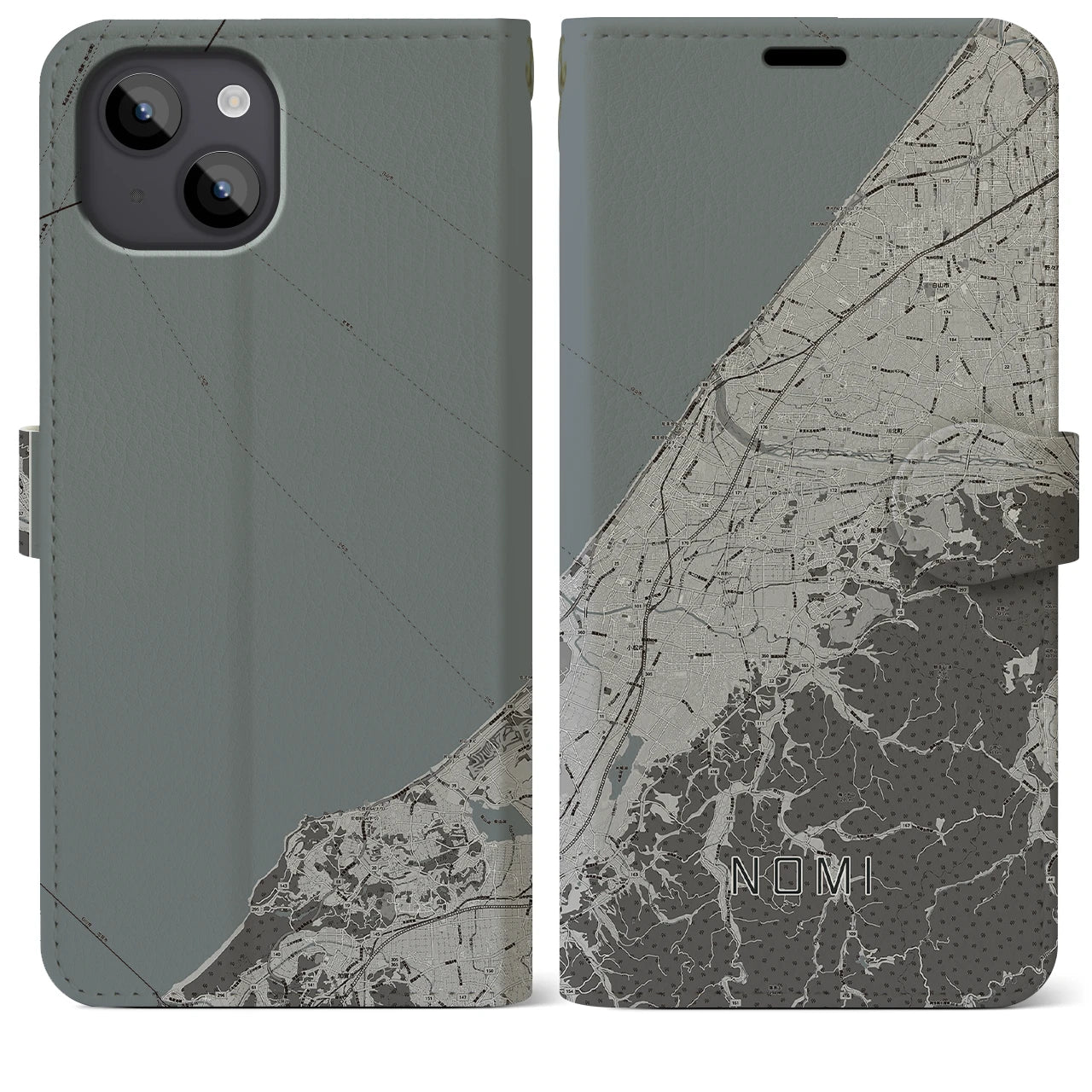 【能美(石川県)】地図柄iPhoneケース(手帳タイプ)