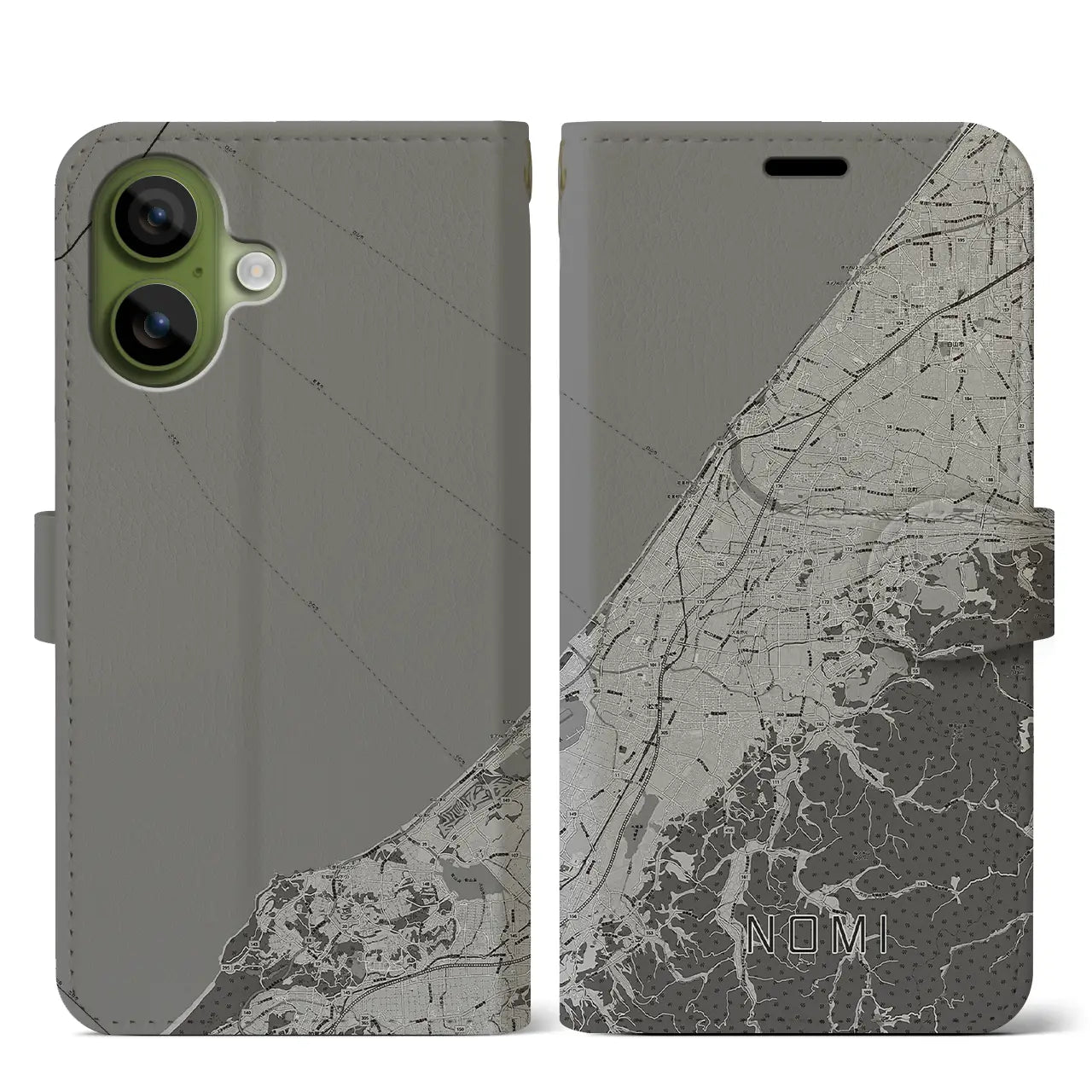 【能美(石川県)】地図柄iPhoneケース(手帳タイプ)