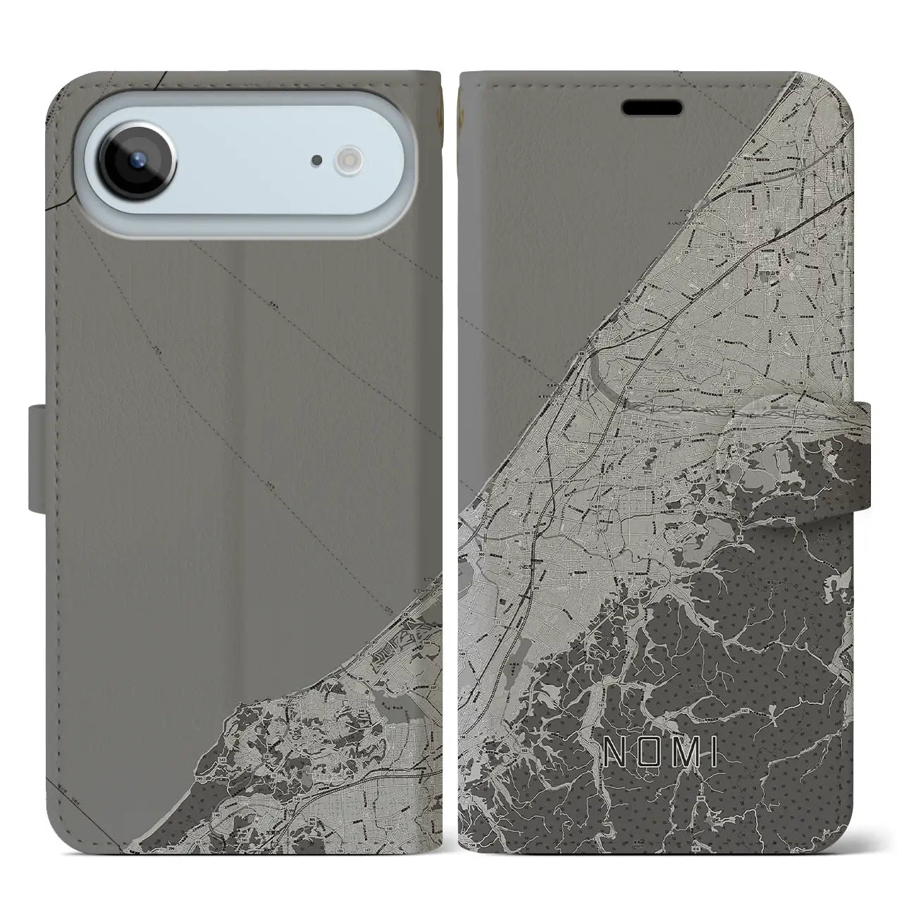 【能美(石川県)】地図柄iPhoneケース(手帳タイプ)