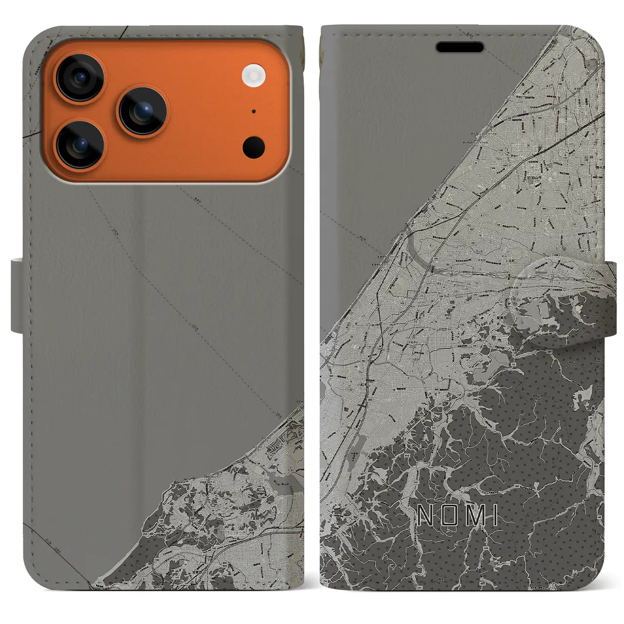 【能美(石川県)】地図柄iPhoneケース(手帳タイプ)