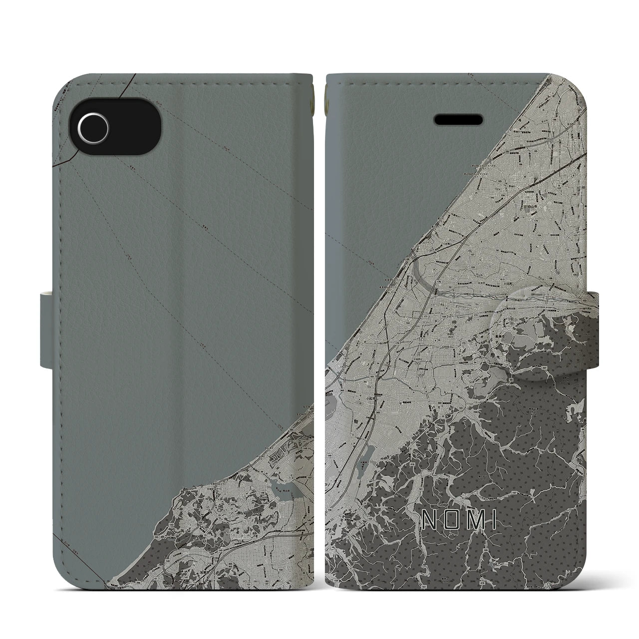 【能美(石川県)】地図柄iPhoneケース(手帳タイプ)