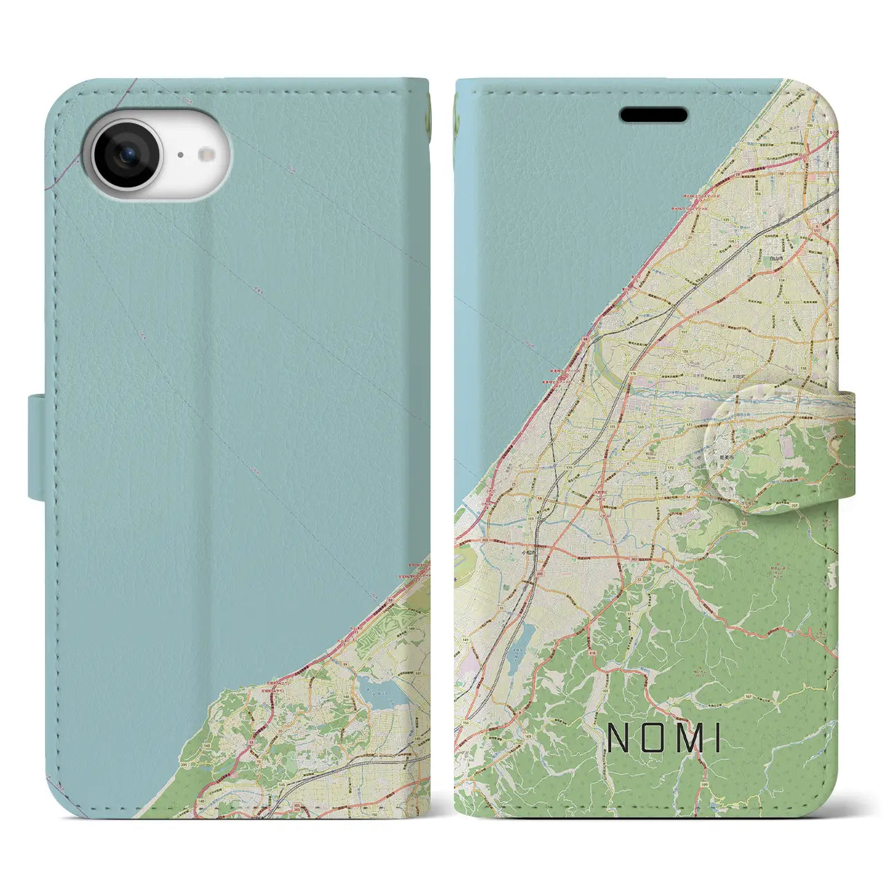 【能美(石川県)】地図柄iPhoneケース(手帳タイプ)