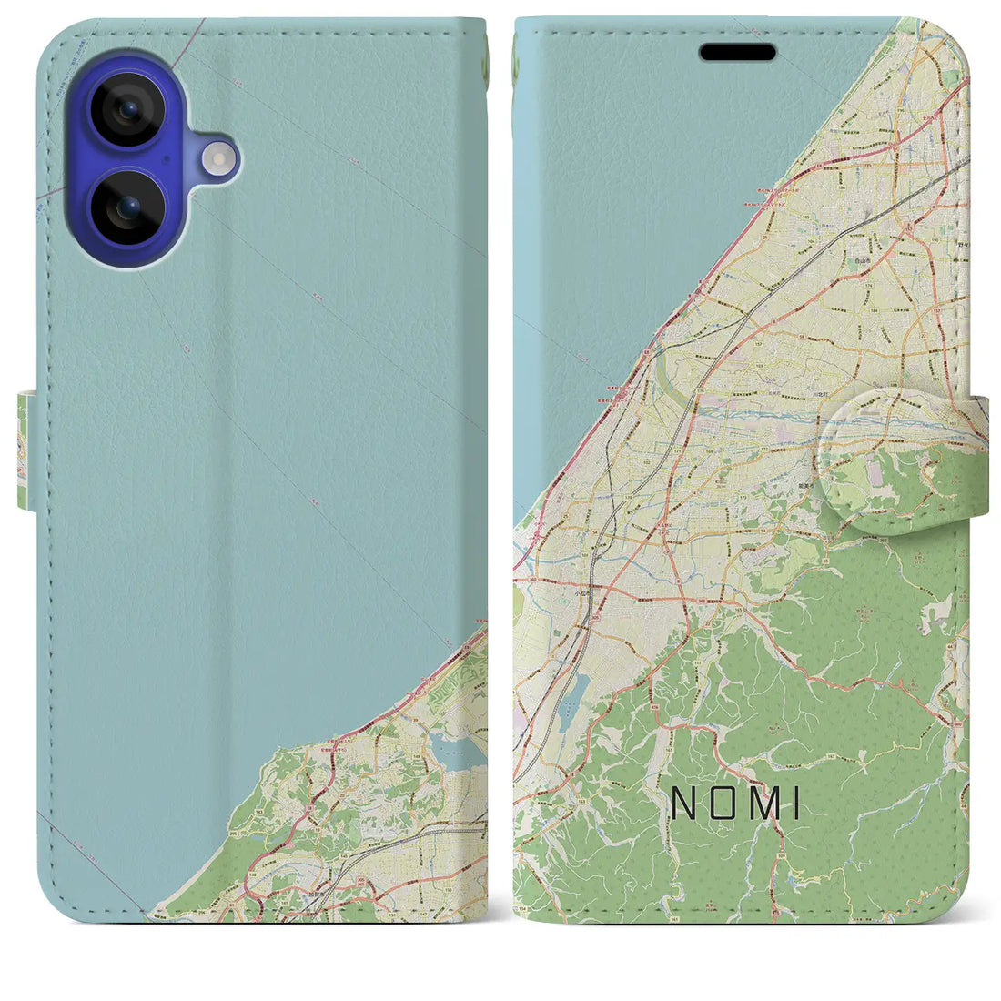 【能美(石川県)】地図柄iPhoneケース(手帳タイプ)ナチュラル・iPhone 16 Pro Max 用
