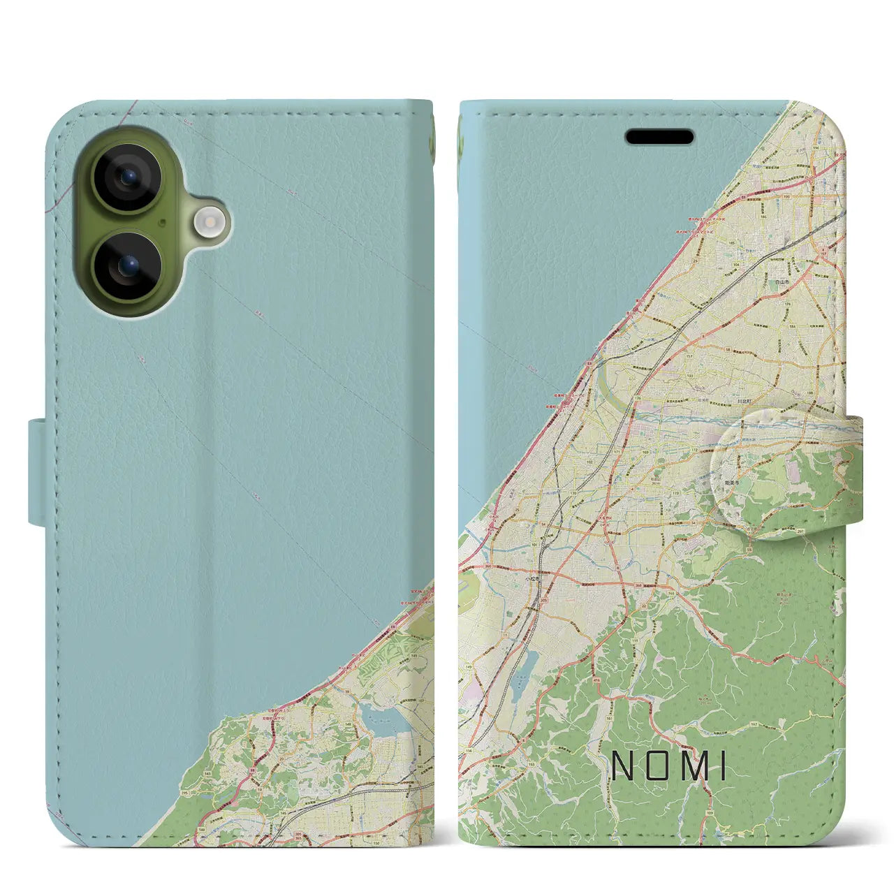 【能美(石川県)】地図柄iPhoneケース(手帳タイプ)