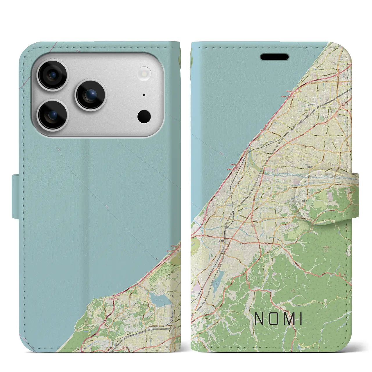 【能美(石川県)】地図柄iPhoneケース(手帳タイプ)