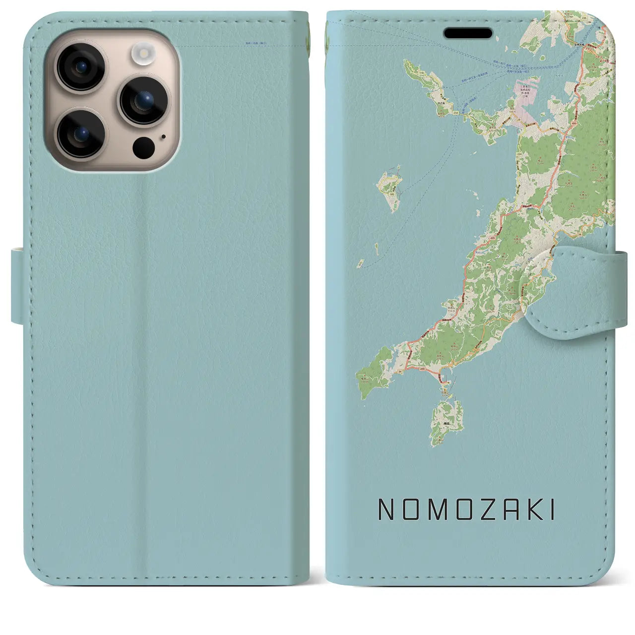 【野母崎(長崎県)】地図柄iPhoneケース(手帳タイプ)ナチュラル・iPhone 16 Plus 用