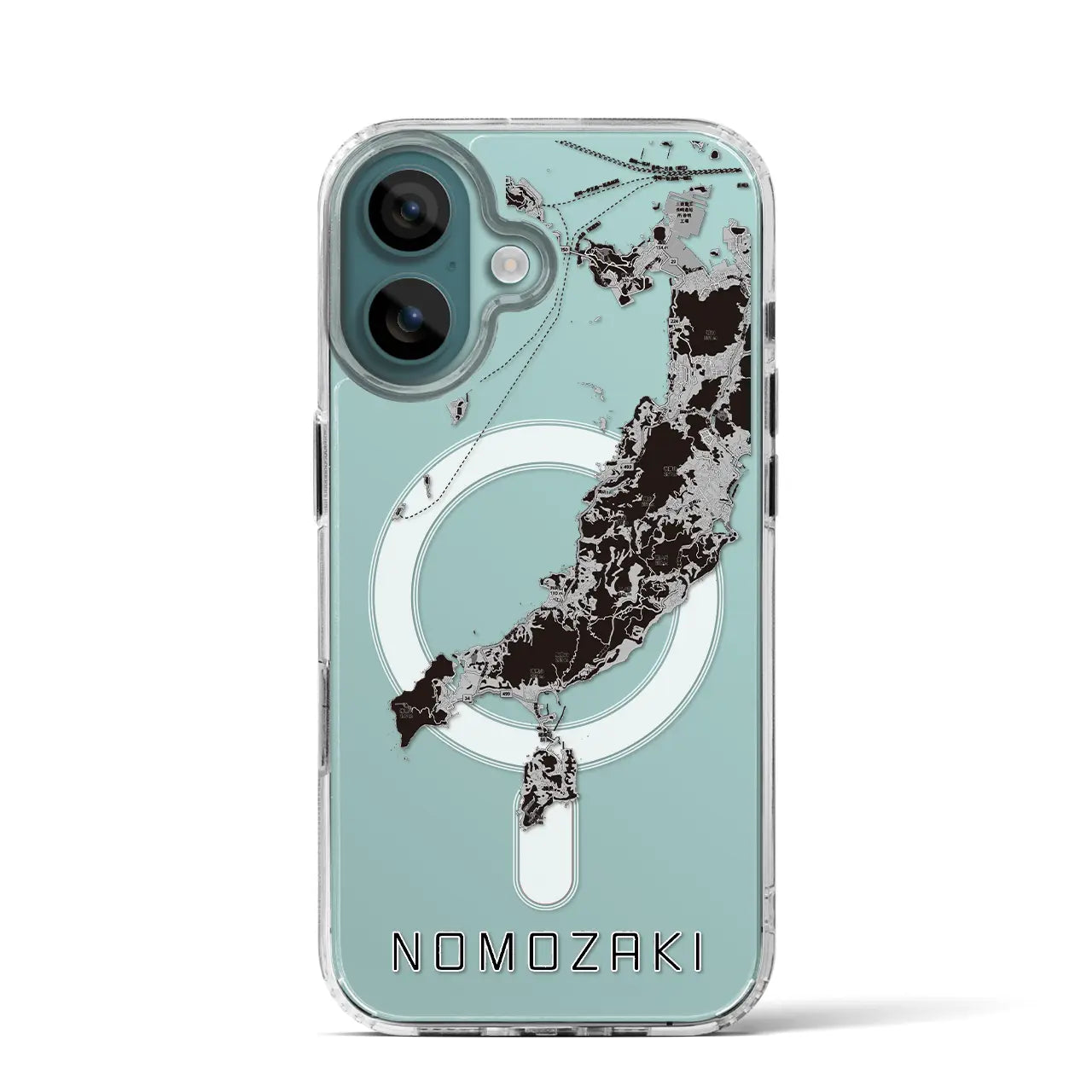 【野母崎(長崎県)】地図柄iPhoneケース(MagSafeタイプ)モノトーン・iPhone 16 Pro 用