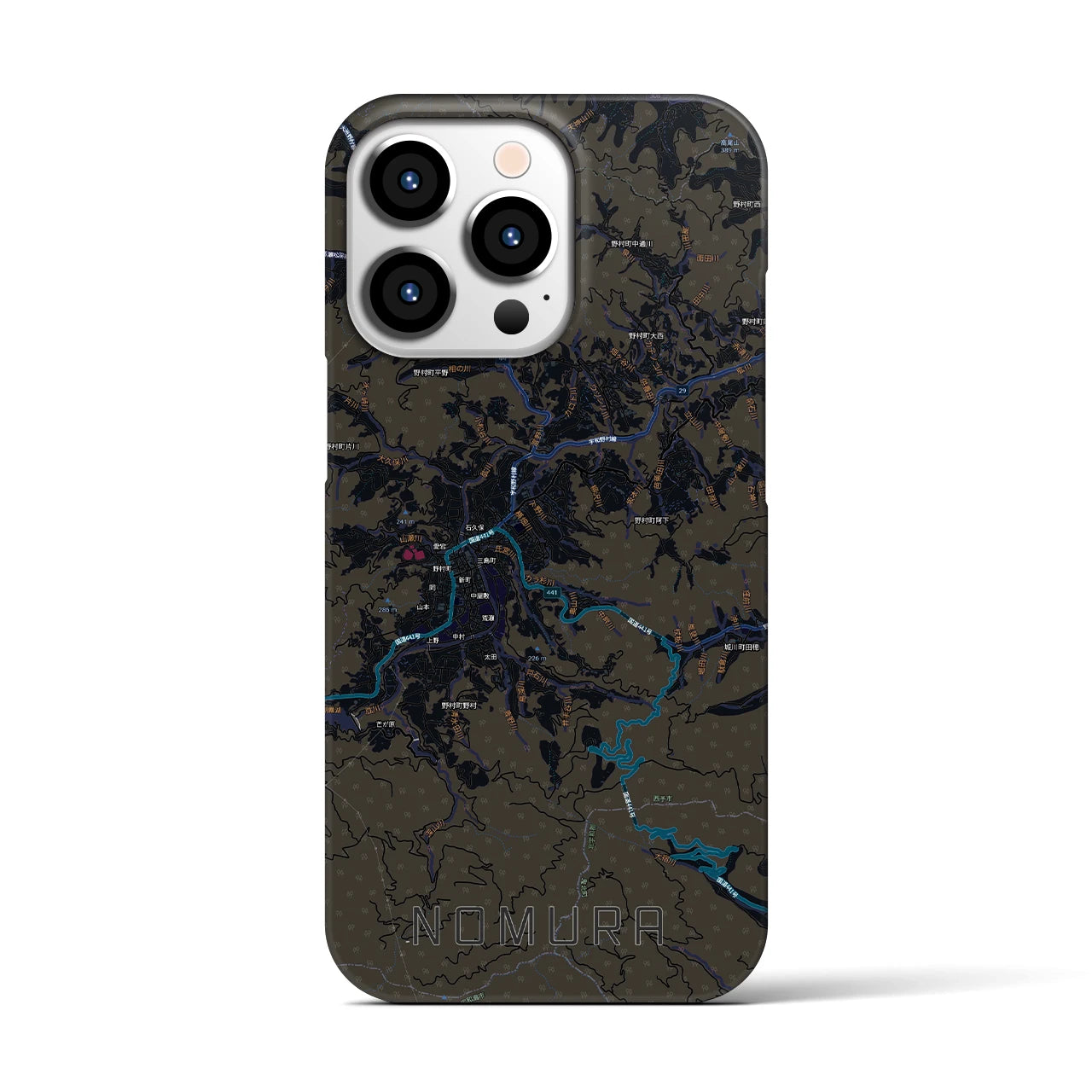 【野村(愛媛県)】地図柄iPhoneケース(バックカバータイプ)