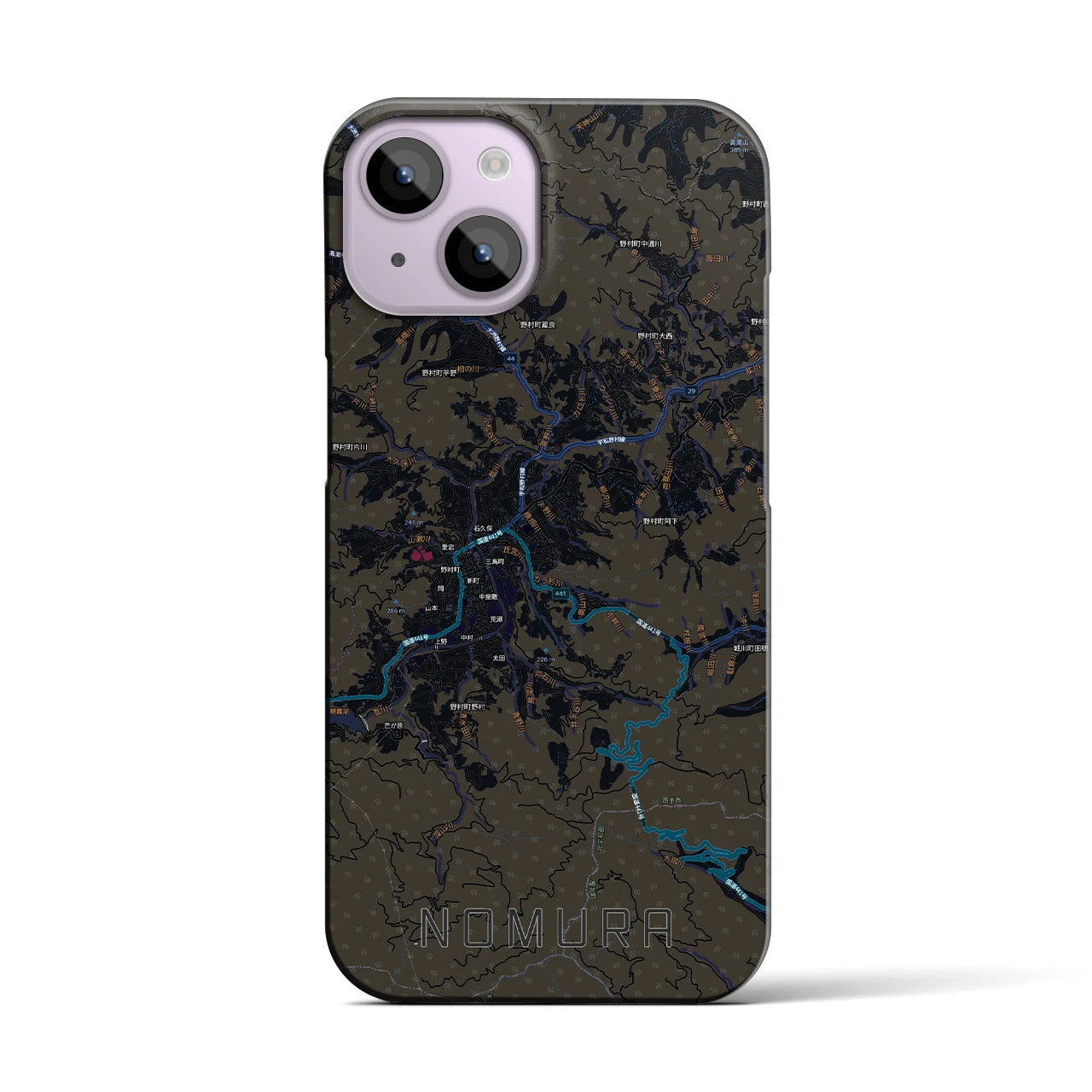 【野村(愛媛県)】地図柄iPhoneケース(バックカバータイプ)