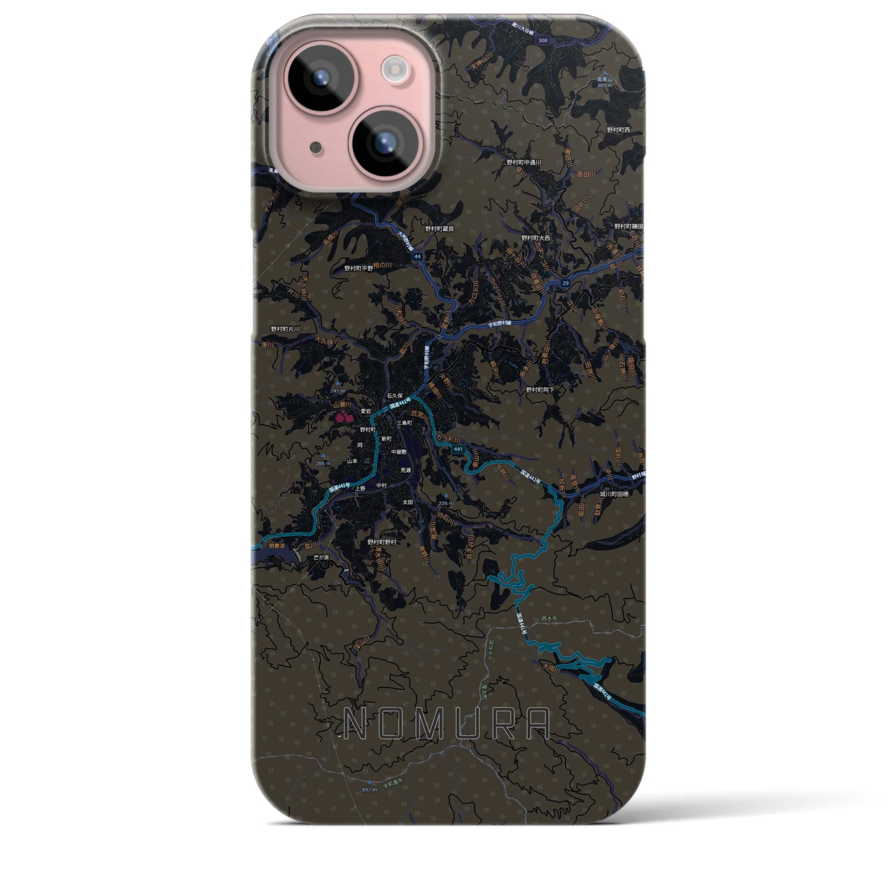 【野村(愛媛県)】地図柄iPhoneケース(バックカバータイプ)