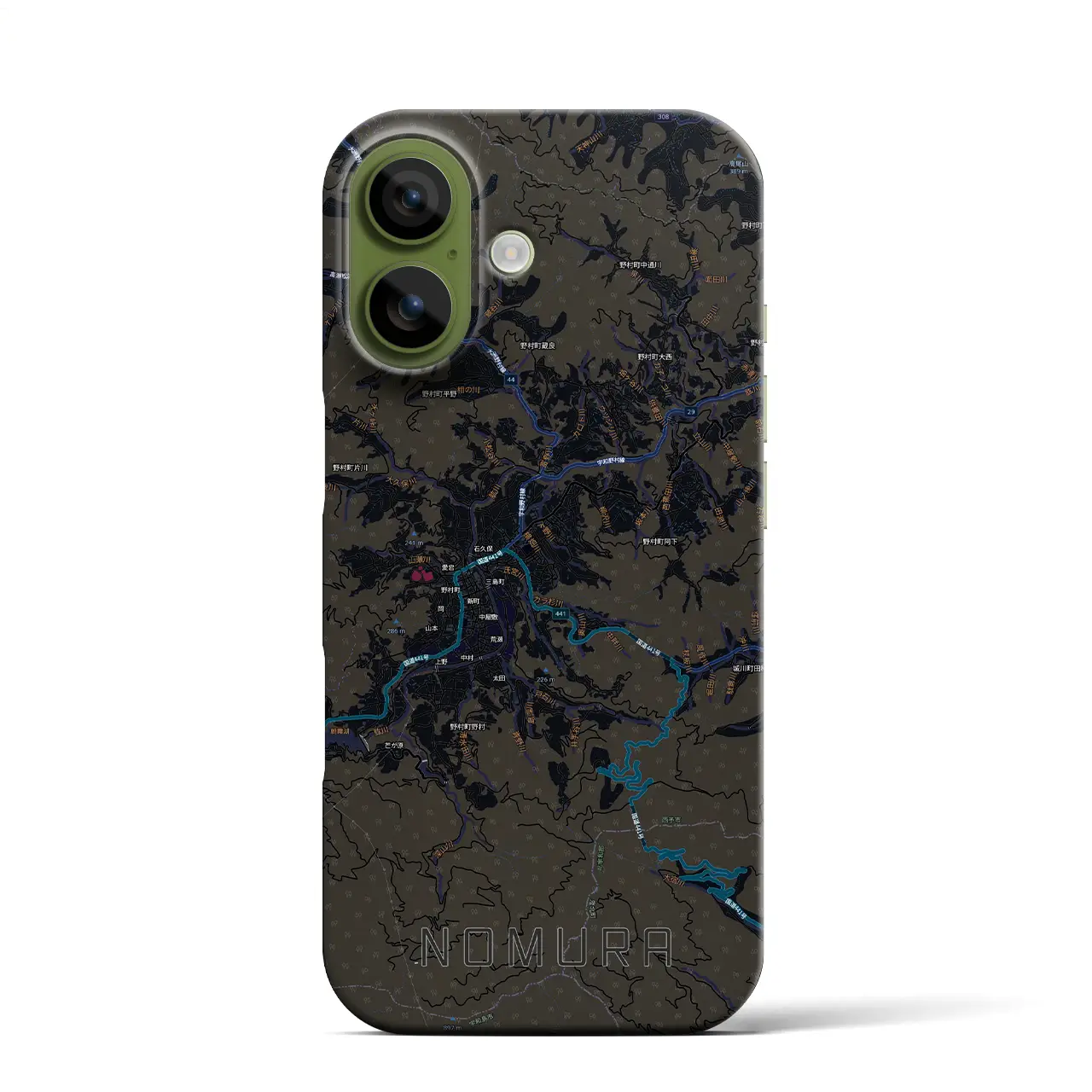 【野村(愛媛県)】地図柄iPhoneケース(バックカバータイプ)