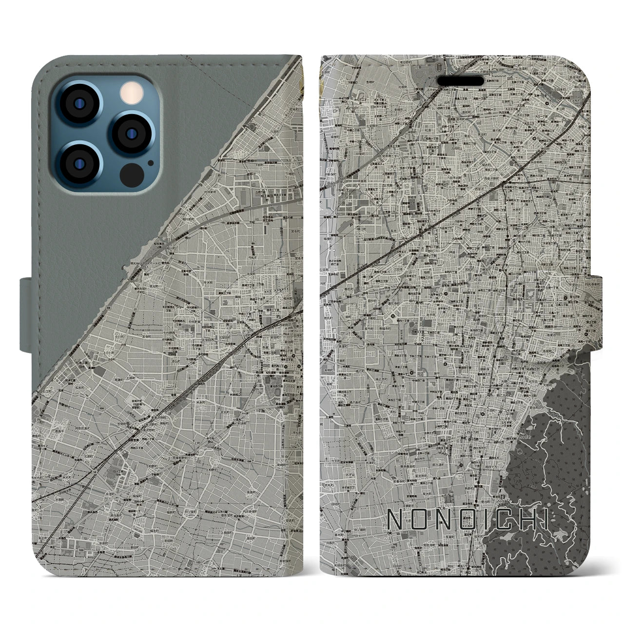 【野々市(石川県)】地図柄iPhoneケース(手帳タイプ)