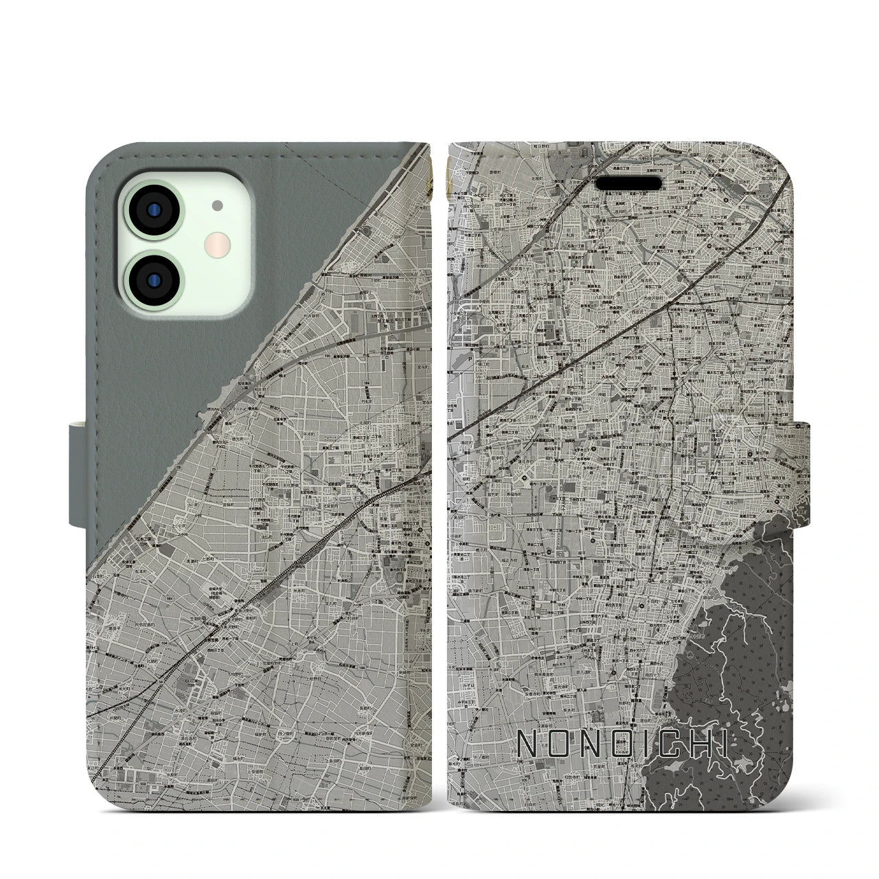 【野々市(石川県)】地図柄iPhoneケース(手帳タイプ)