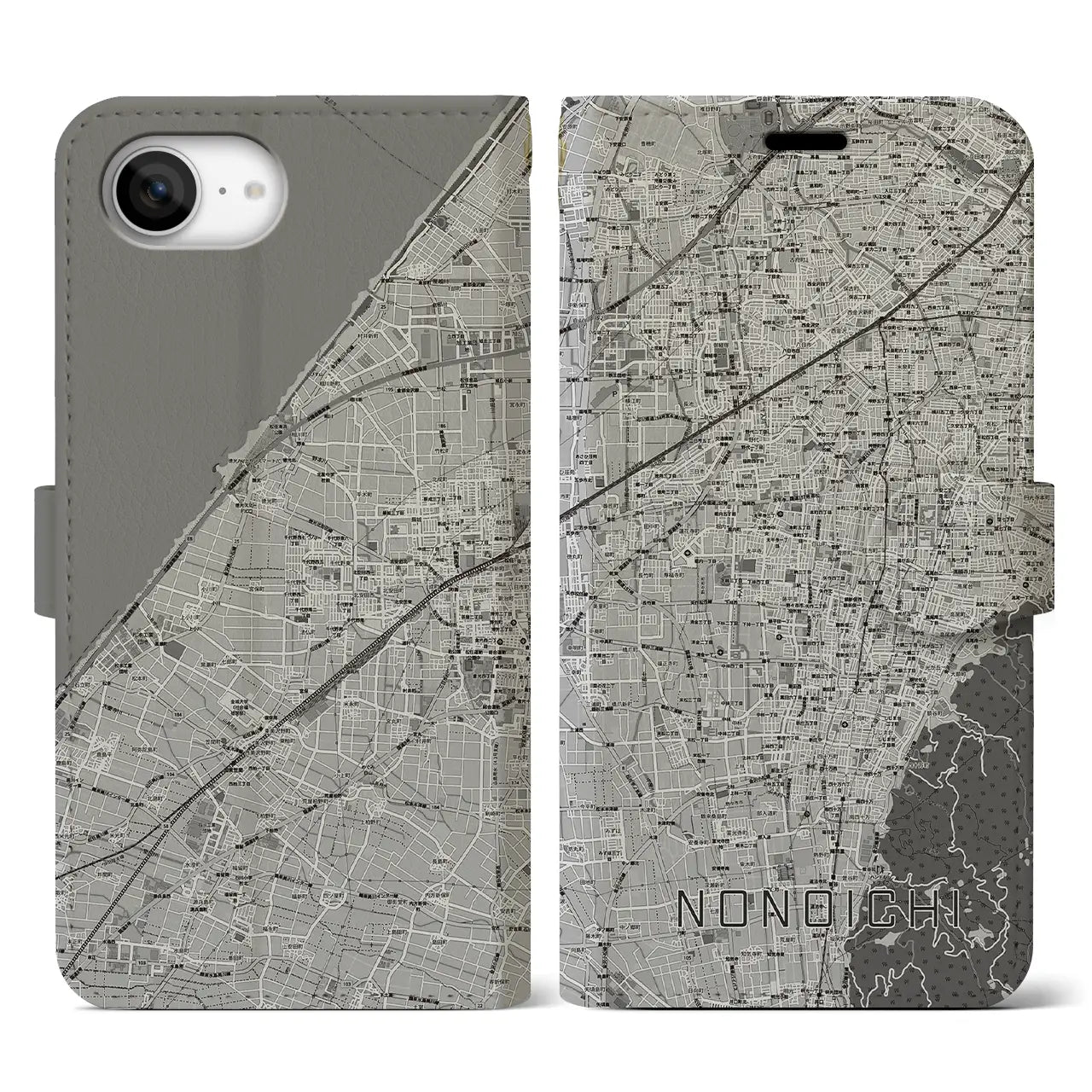 【野々市(石川県)】地図柄iPhoneケース(手帳タイプ)