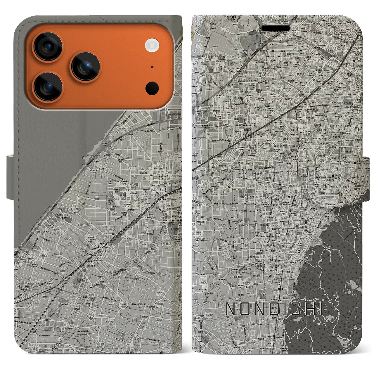 【野々市(石川県)】地図柄iPhoneケース(手帳タイプ)