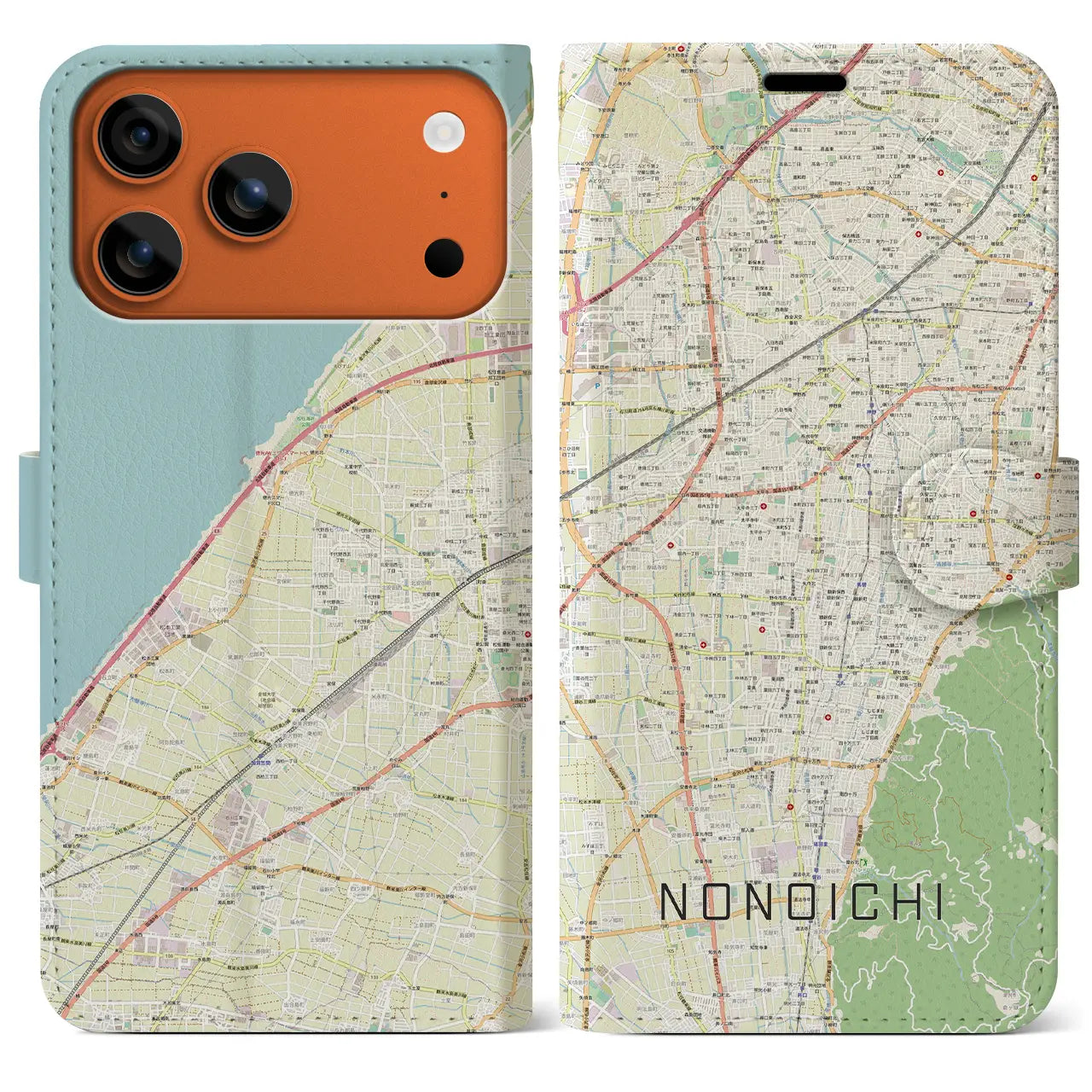 【野々市(石川県)】地図柄iPhoneケース(手帳タイプ)