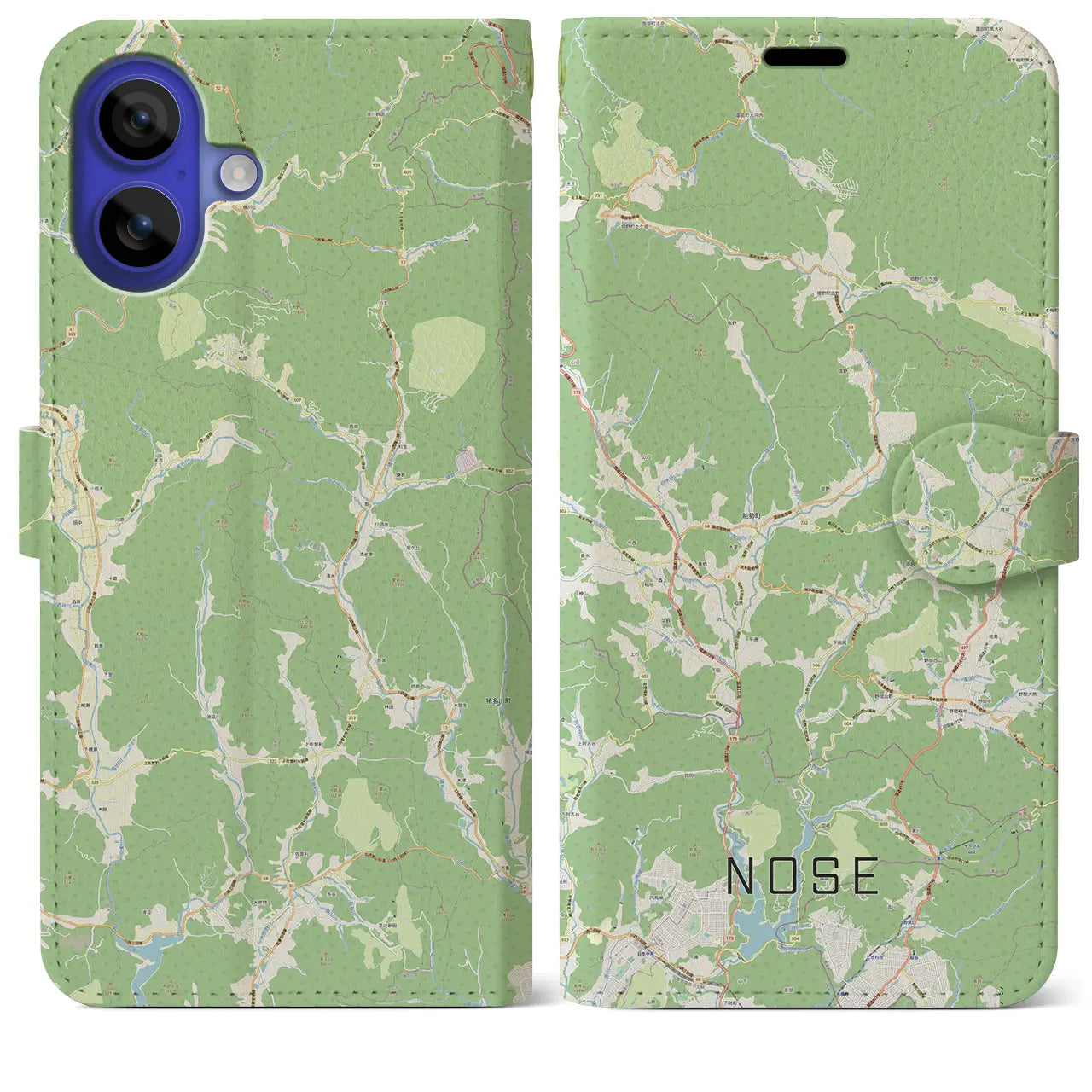 【能勢(大阪府)】地図柄iPhoneケース(手帳タイプ)ナチュラル・iPhone 16 Pro Max 用