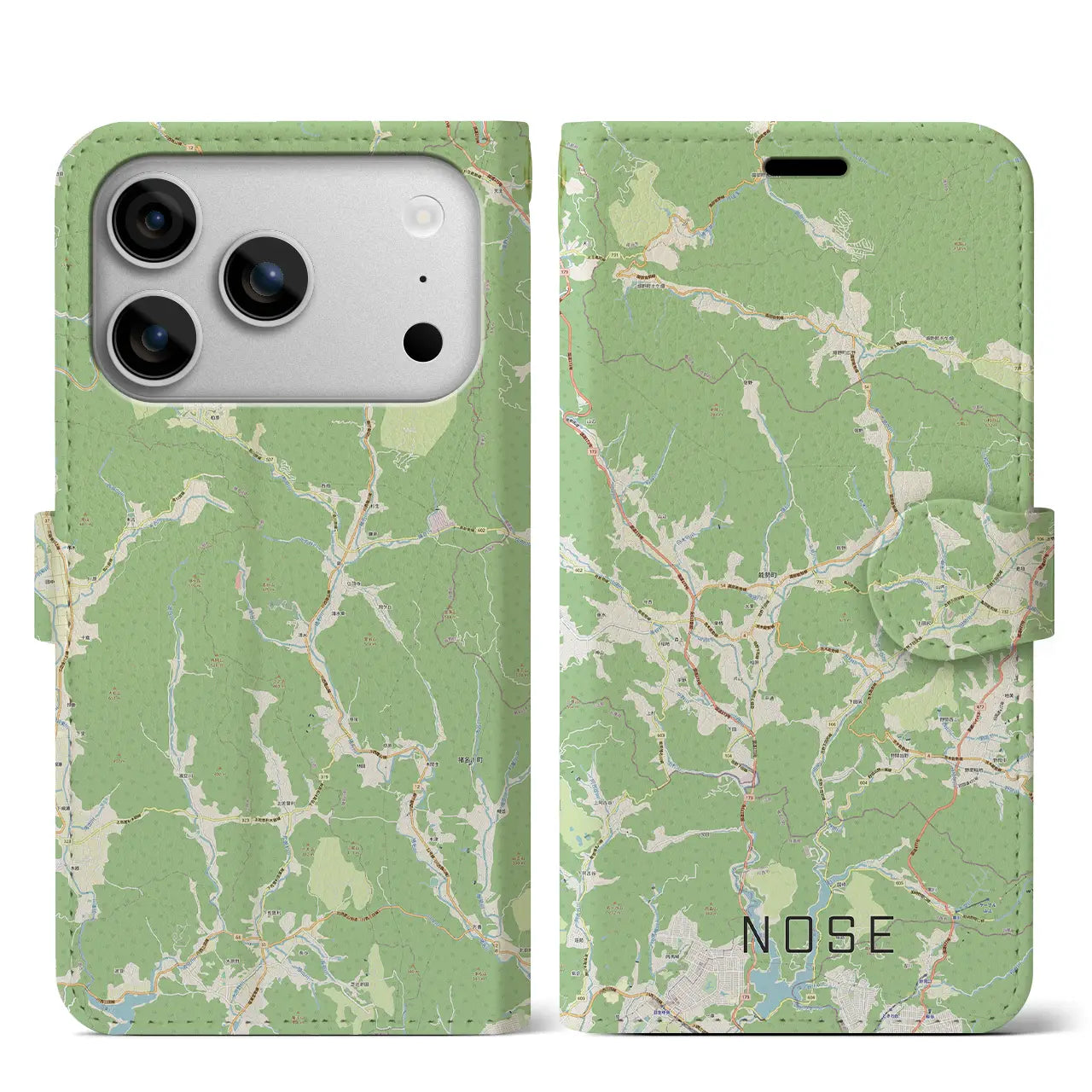 【能勢(大阪府)】地図柄iPhoneケース(手帳タイプ)