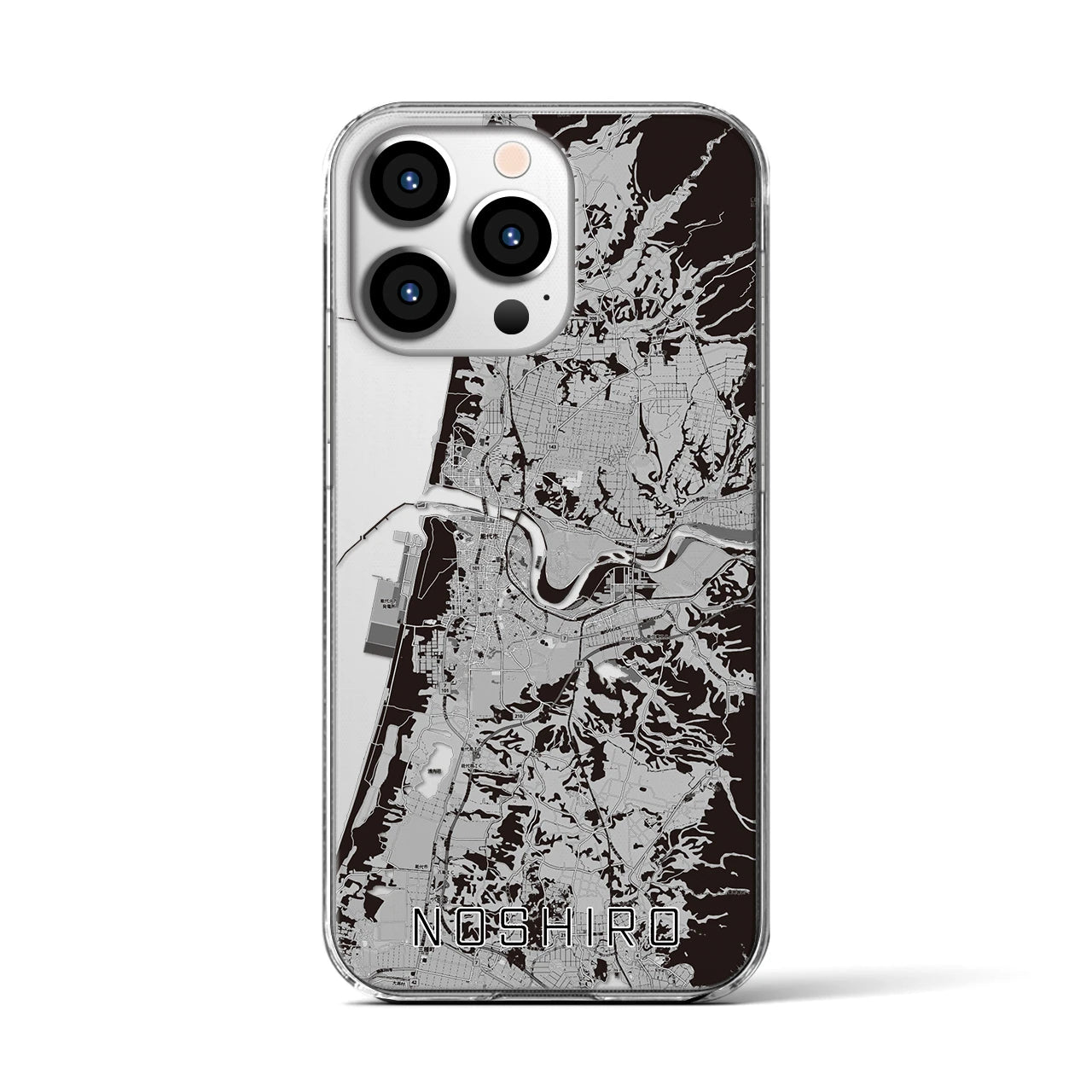 【能代(秋田県)】地図柄iPhoneケース(クリアタイプ)