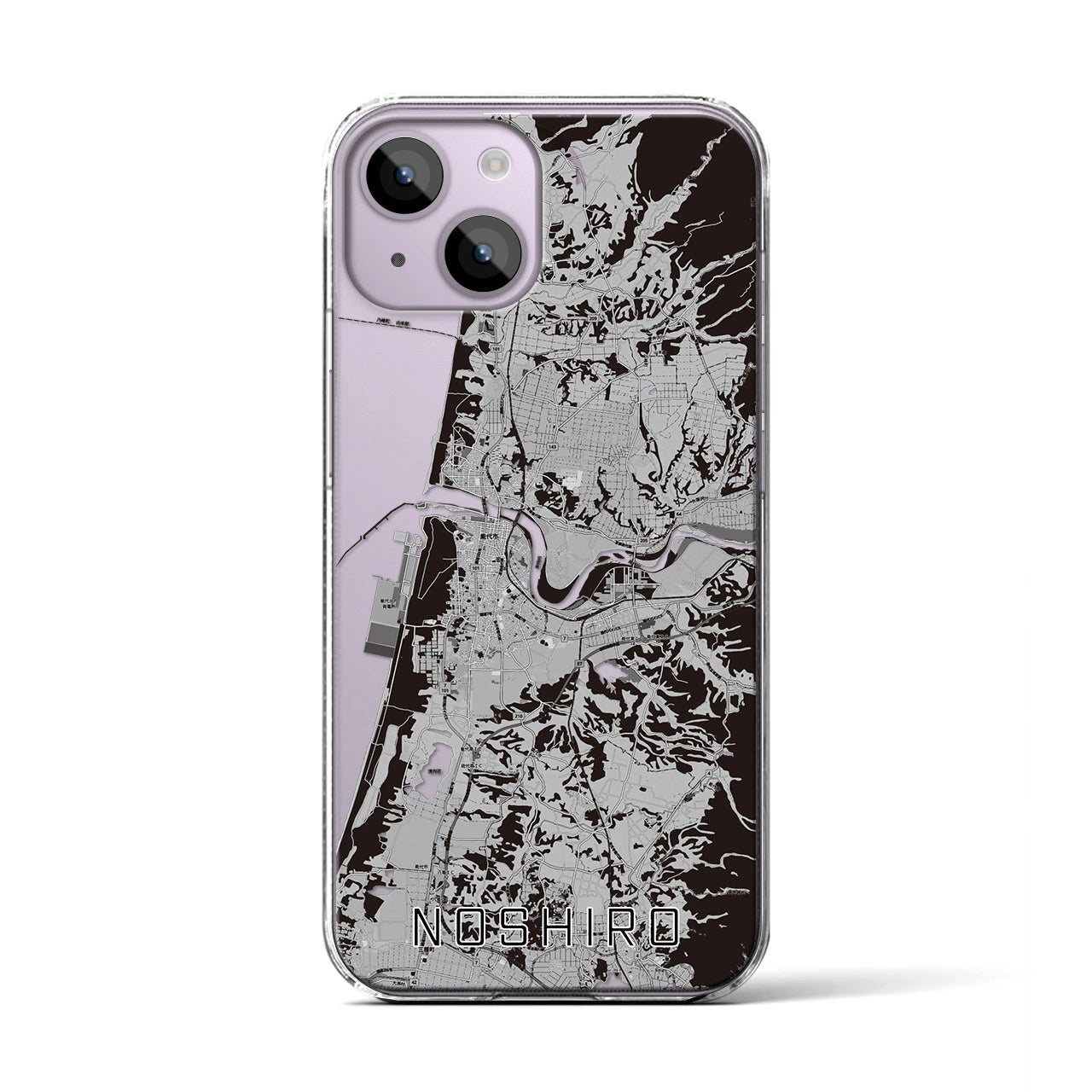 【能代(秋田県)】地図柄iPhoneケース(クリアタイプ)