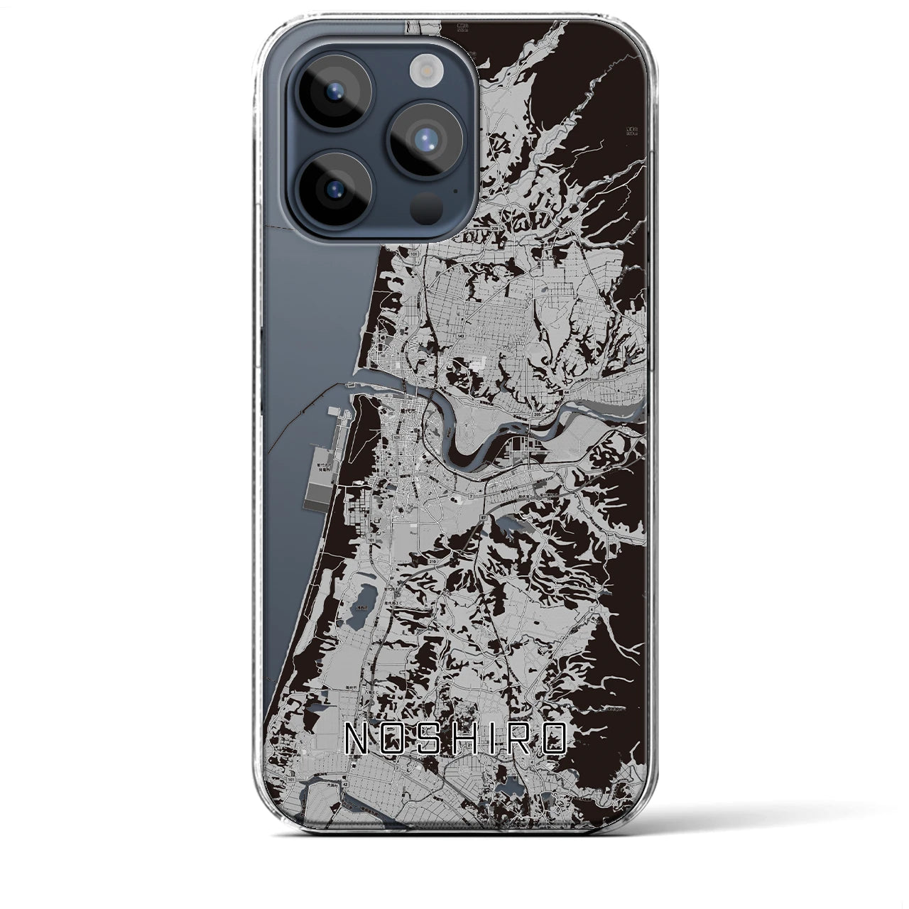 【能代(秋田県)】地図柄iPhoneケース(クリアタイプ)