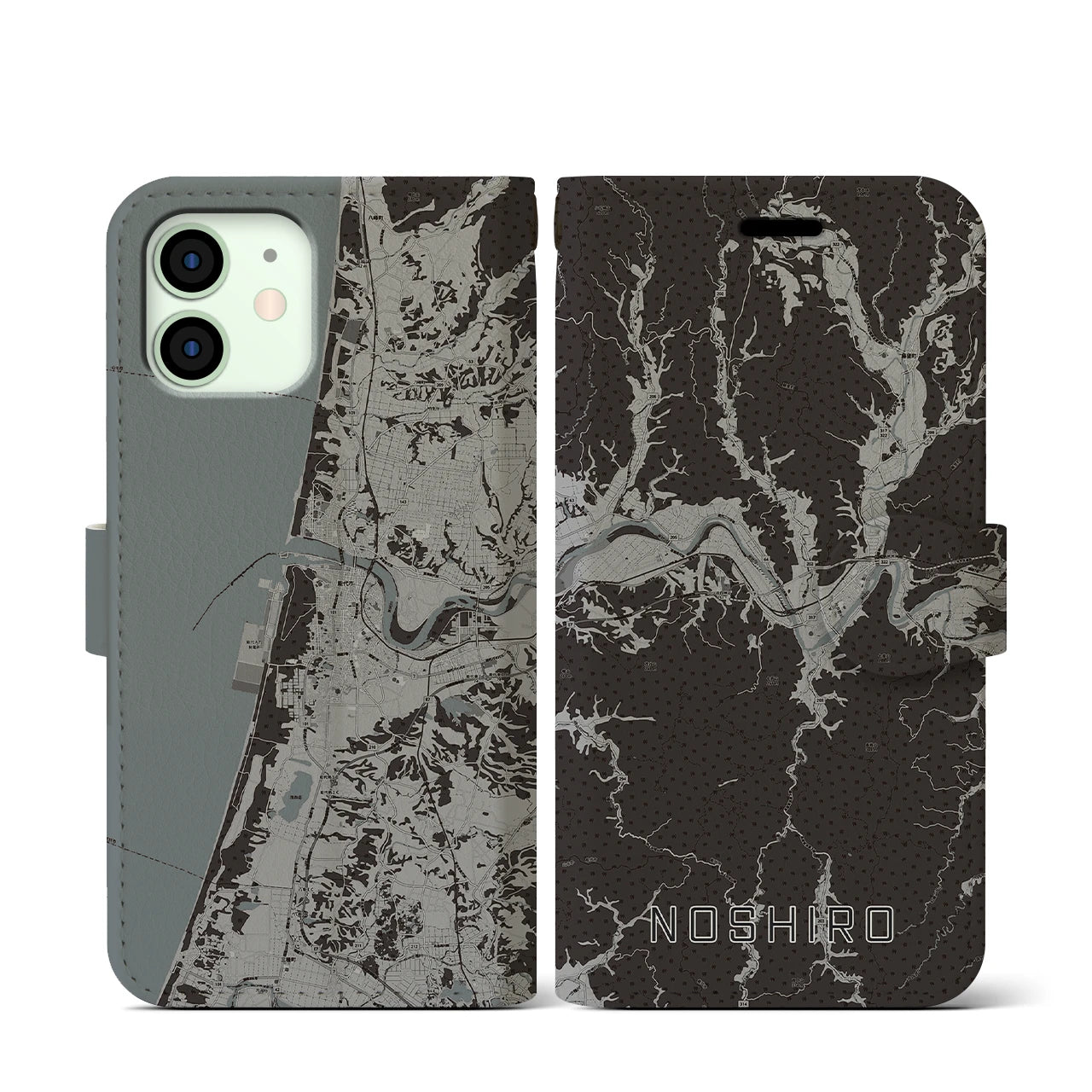 【能代(秋田県)】地図柄iPhoneケース(手帳タイプ)