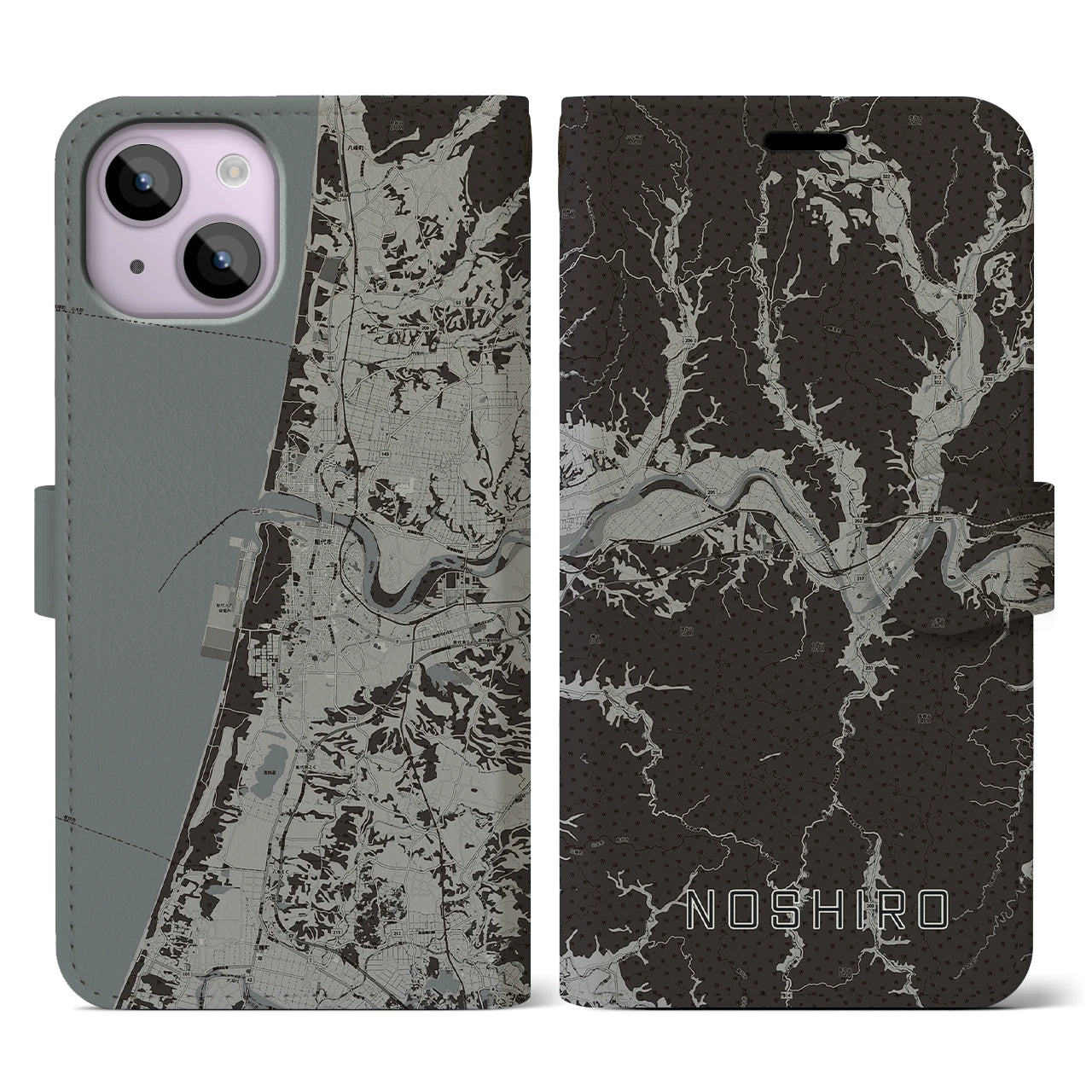 【能代(秋田県)】地図柄iPhoneケース(手帳タイプ)