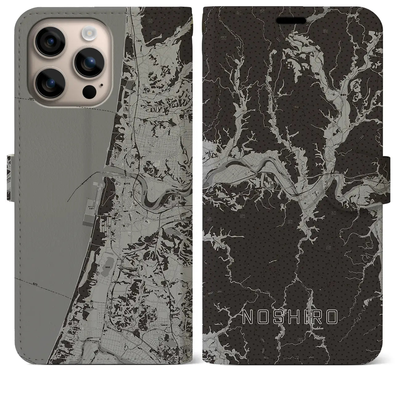 【能代(秋田県)】地図柄iPhoneケース(手帳タイプ)