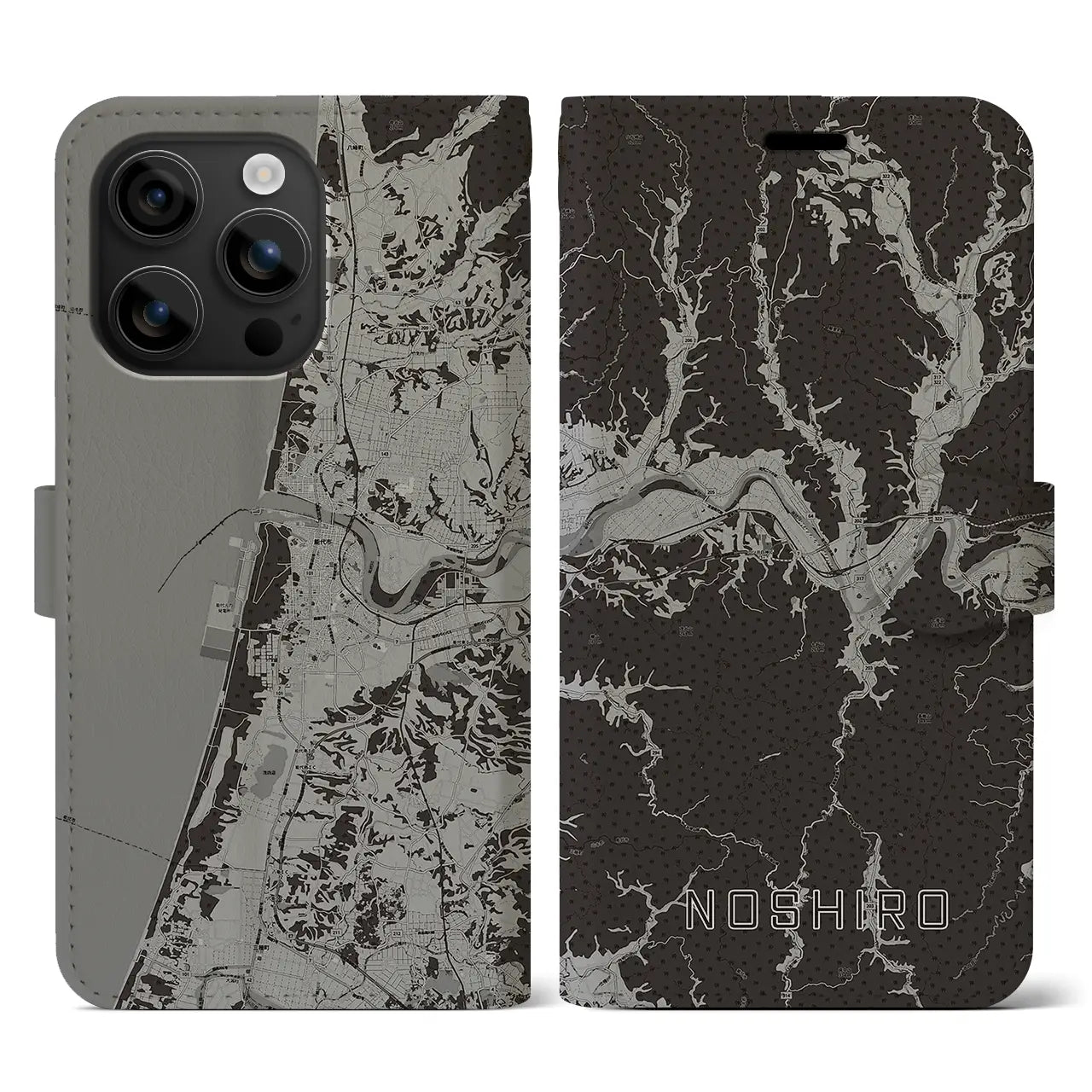 【能代(秋田県)】地図柄iPhoneケース(手帳タイプ)