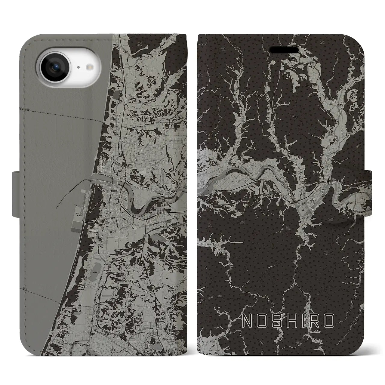 【能代(秋田県)】地図柄iPhoneケース(手帳タイプ)