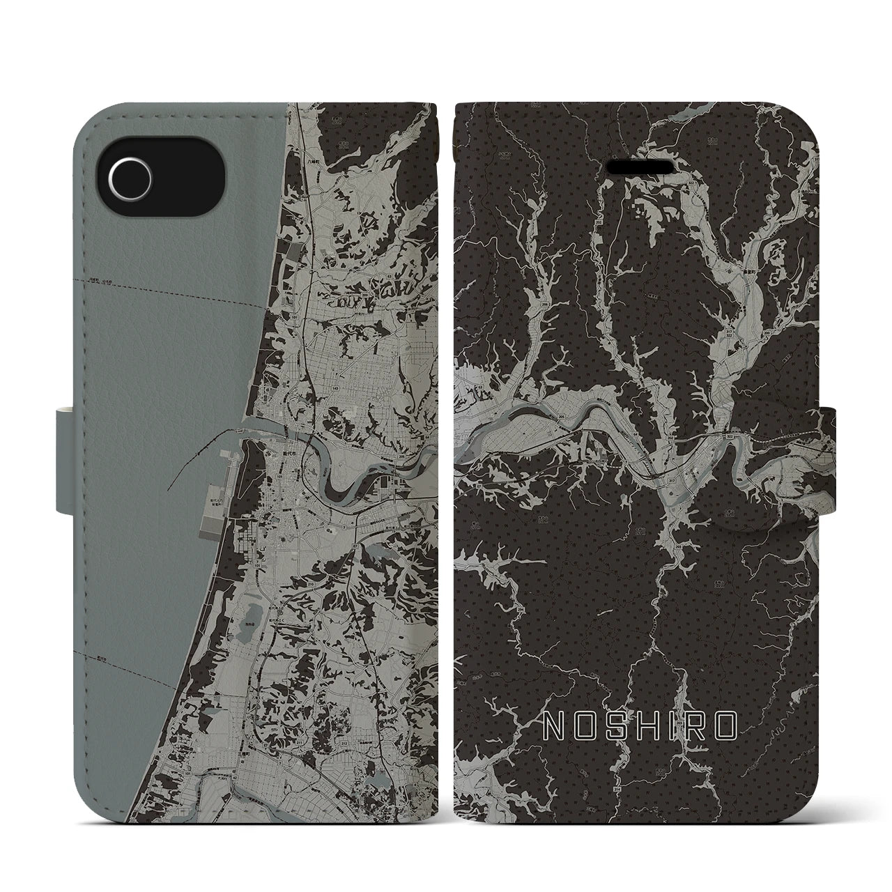 【能代(秋田県)】地図柄iPhoneケース(手帳タイプ)