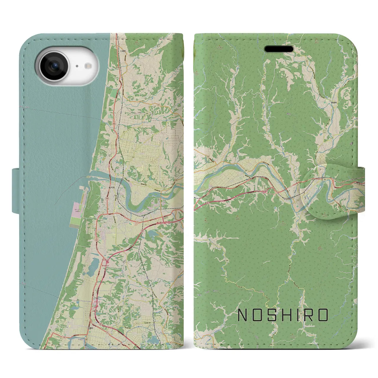 【能代(秋田県)】地図柄iPhoneケース(手帳タイプ)