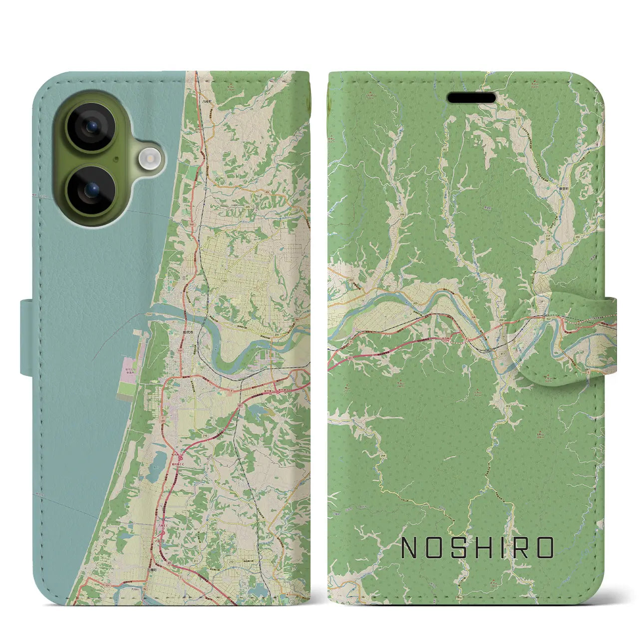 【能代(秋田県)】地図柄iPhoneケース(手帳タイプ)