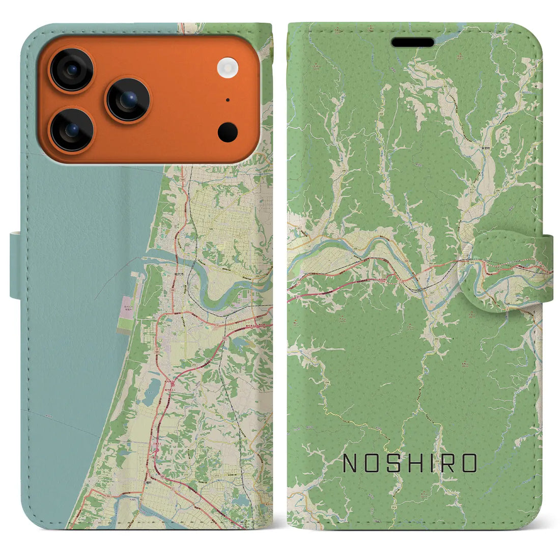 【能代(秋田県)】地図柄iPhoneケース(手帳タイプ)