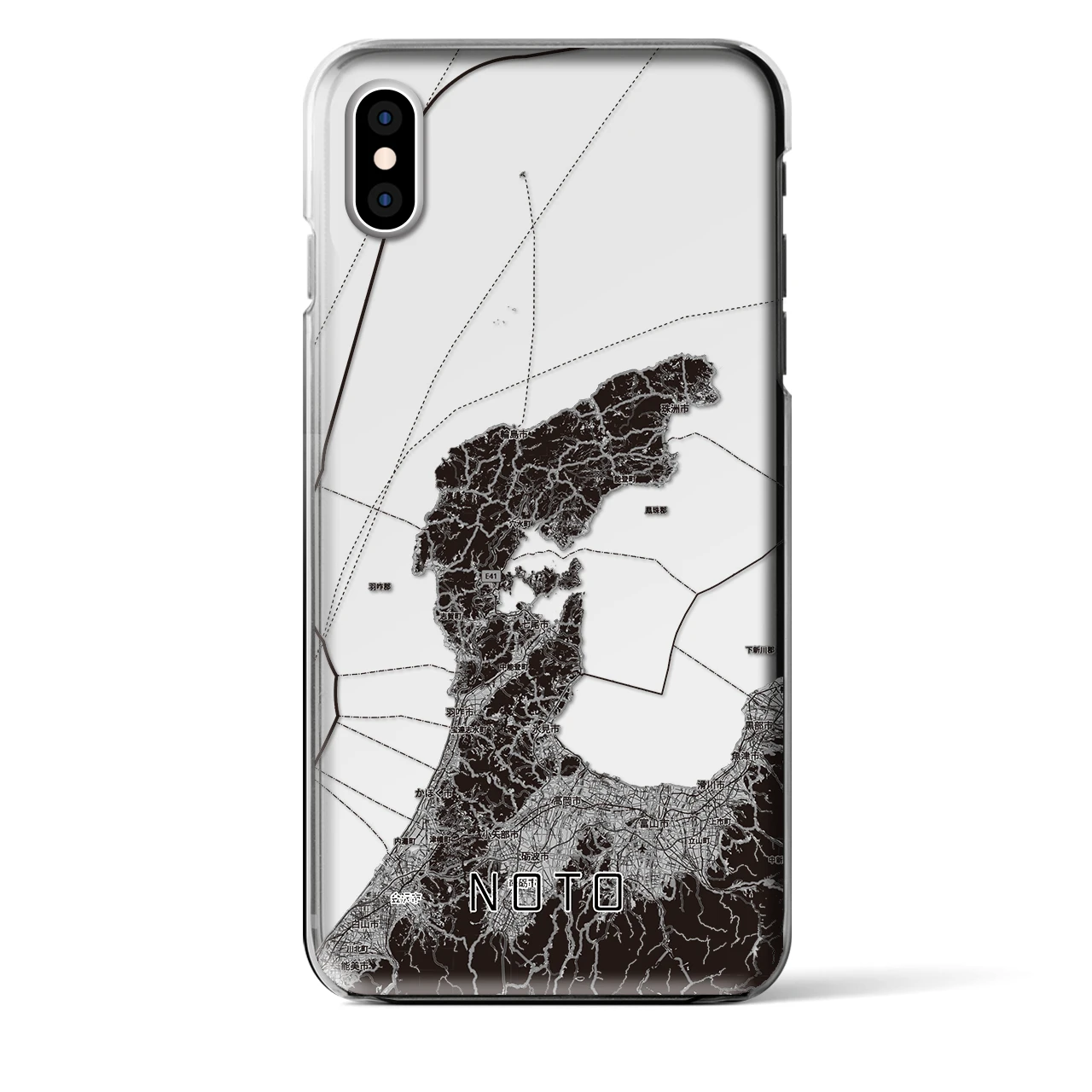 【能登2(石川県)】地図柄iPhoneケース(クリアタイプ)