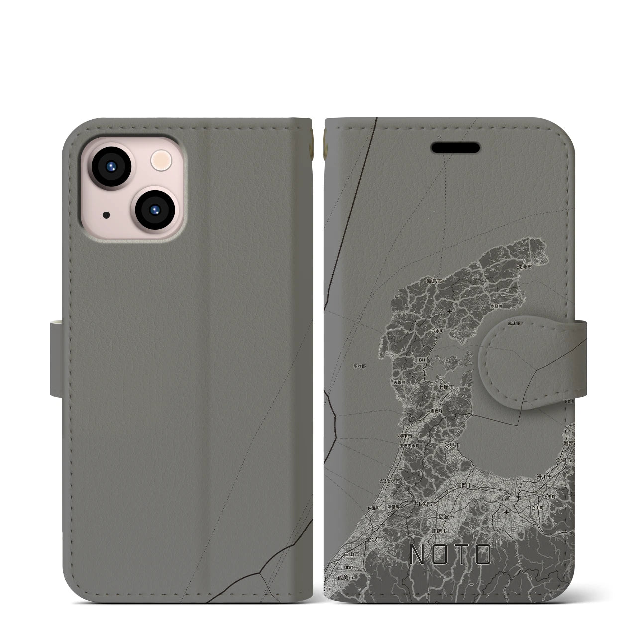 【能登2(石川県)】地図柄iPhoneケース(手帳タイプ)