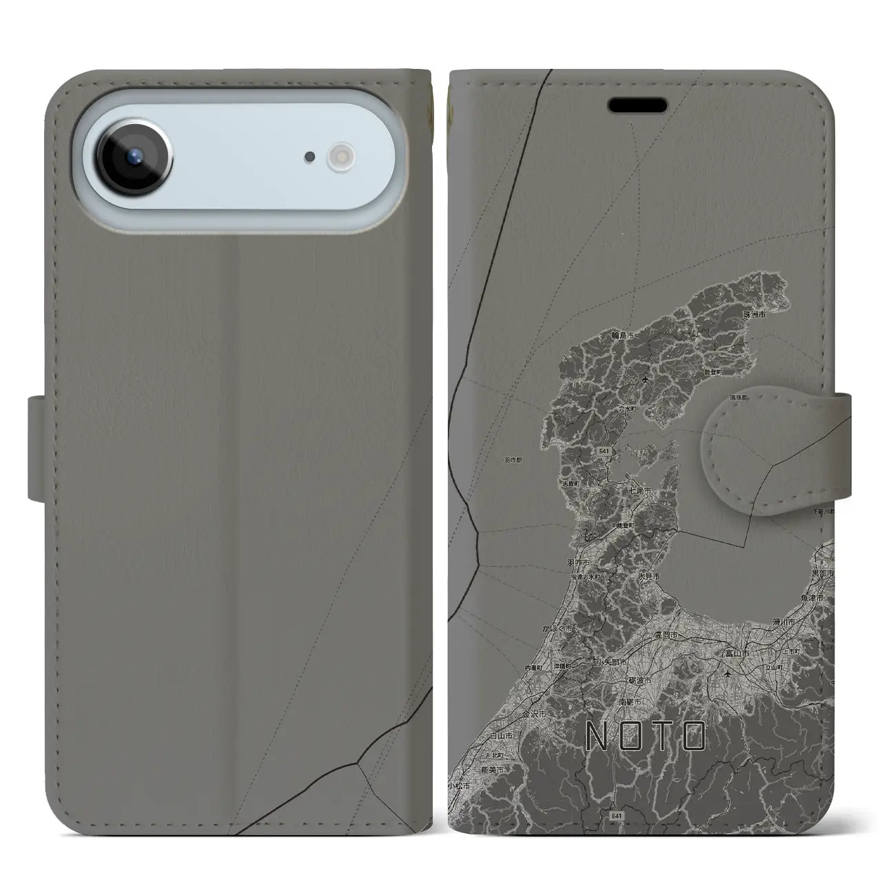 【能登2(石川県)】地図柄iPhoneケース(手帳タイプ)