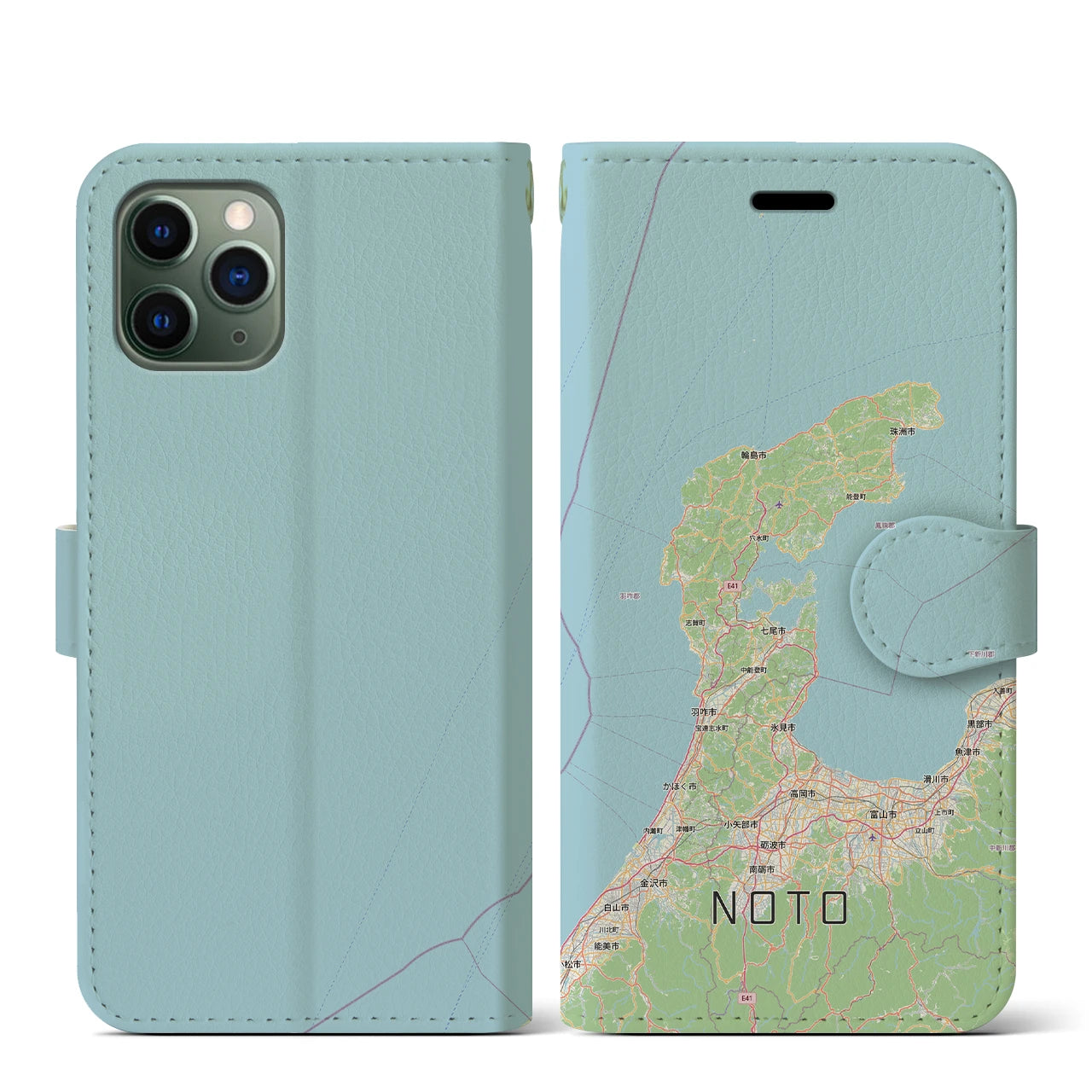 【能登2(石川県)】地図柄iPhoneケース(手帳タイプ)