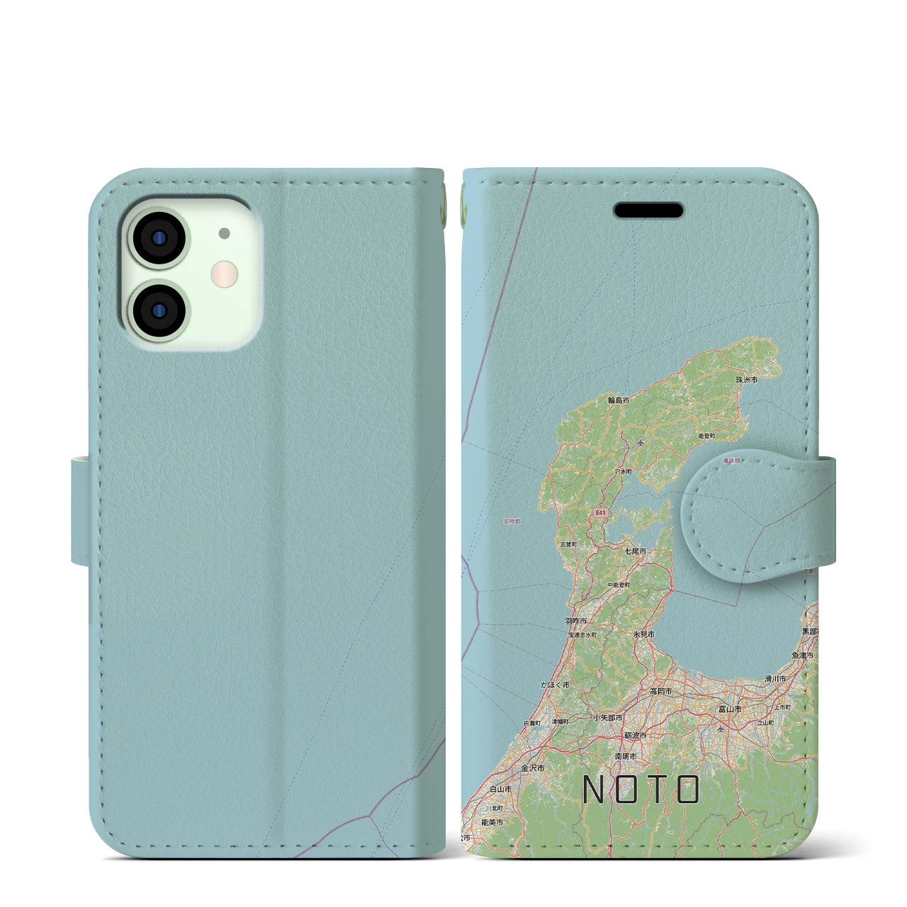 【能登2(石川県)】地図柄iPhoneケース(手帳タイプ)