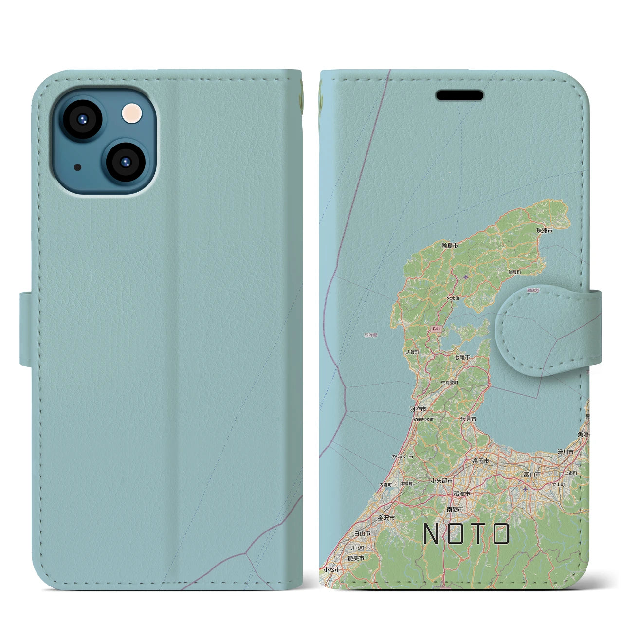 【能登2(石川県)】地図柄iPhoneケース(手帳タイプ)