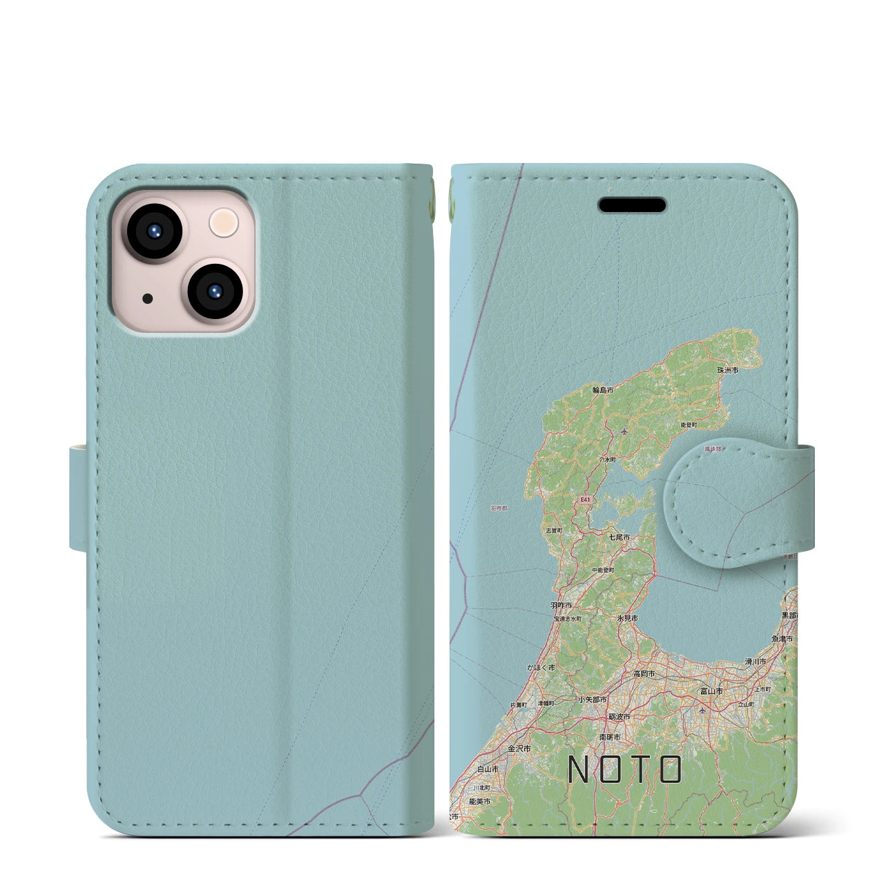 【能登2(石川県)】地図柄iPhoneケース(手帳タイプ)