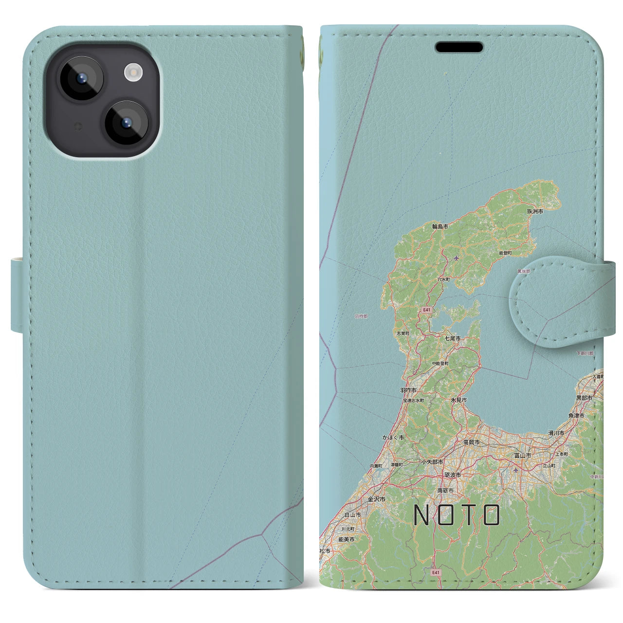 【能登2(石川県)】地図柄iPhoneケース(手帳タイプ)