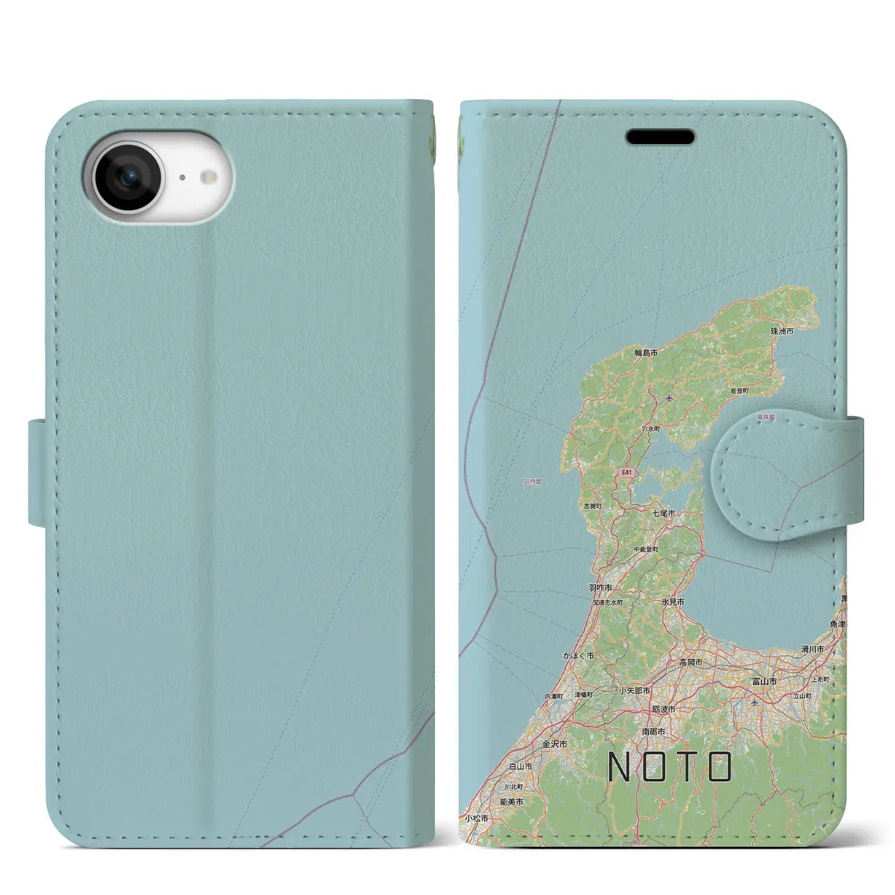 【能登2(石川県)】地図柄iPhoneケース(手帳タイプ)