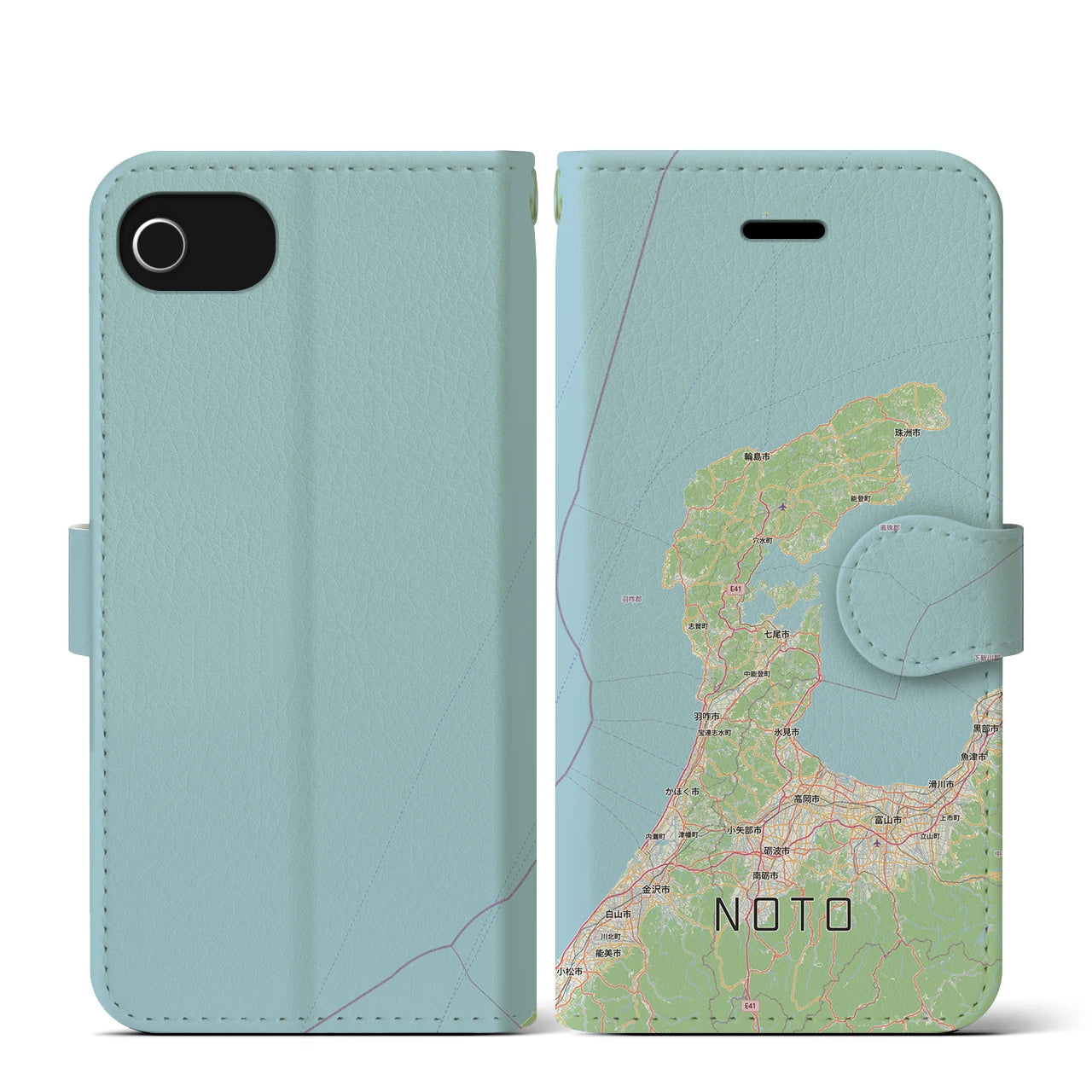 【能登2(石川県)】地図柄iPhoneケース(手帳タイプ)