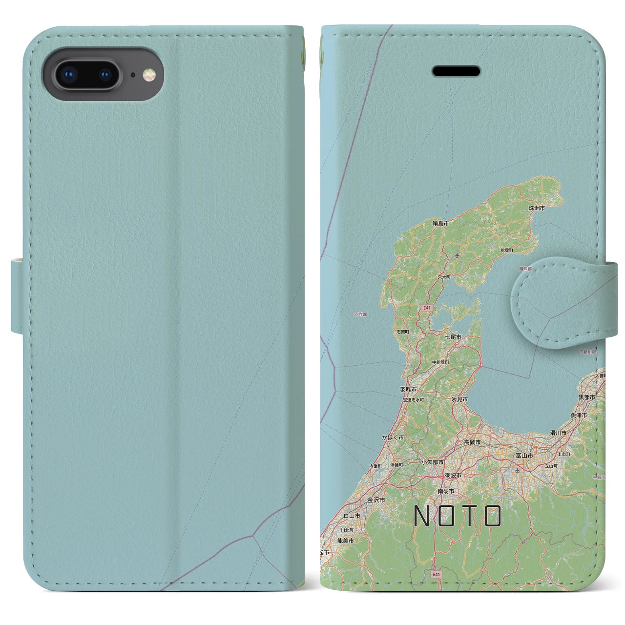 【能登2(石川県)】地図柄iPhoneケース(手帳タイプ)
