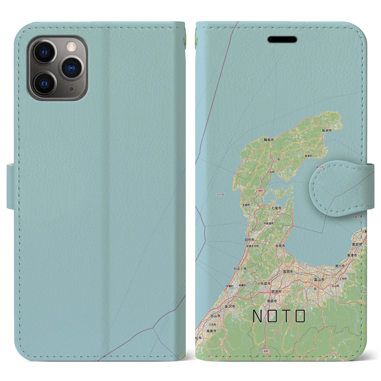 【能登2(石川県)】地図柄iPhoneケース(手帳タイプ)