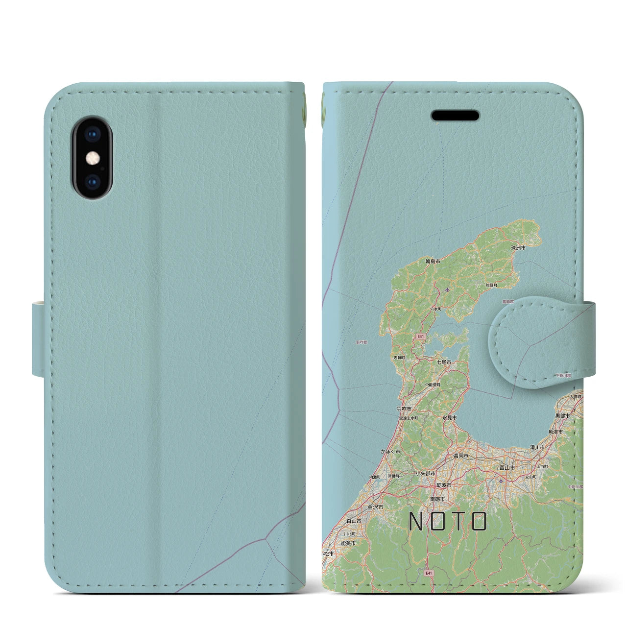 【能登2(石川県)】地図柄iPhoneケース(手帳タイプ)